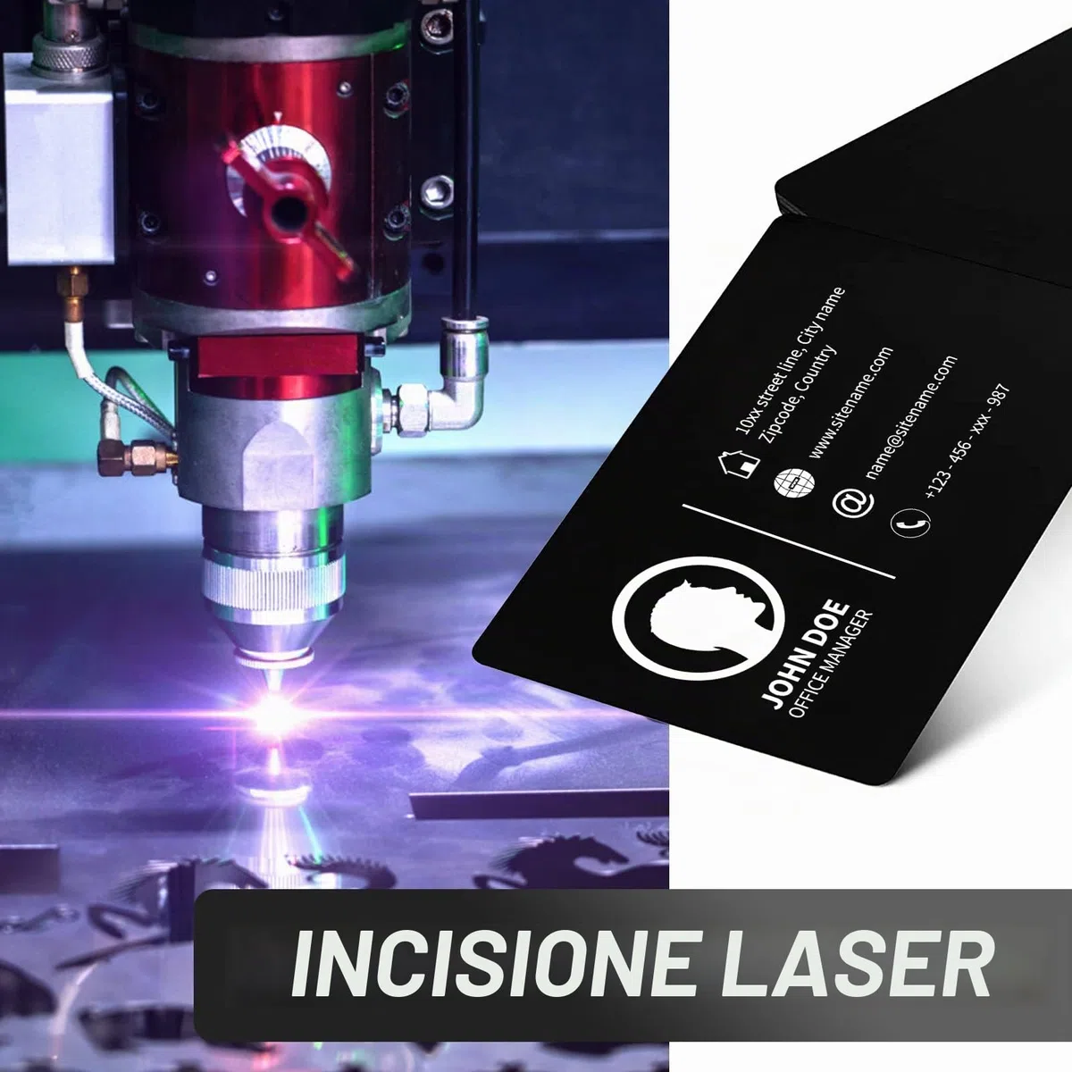 Vegena 150 Pezzi Biglietti da Visita in Metallo, Biglietti da Visita Personalizzati Alluminio, Biglietto da Visita Metallo con Incisione Laser, per Ufficio e Carta Regalo Fai da Te, Nero