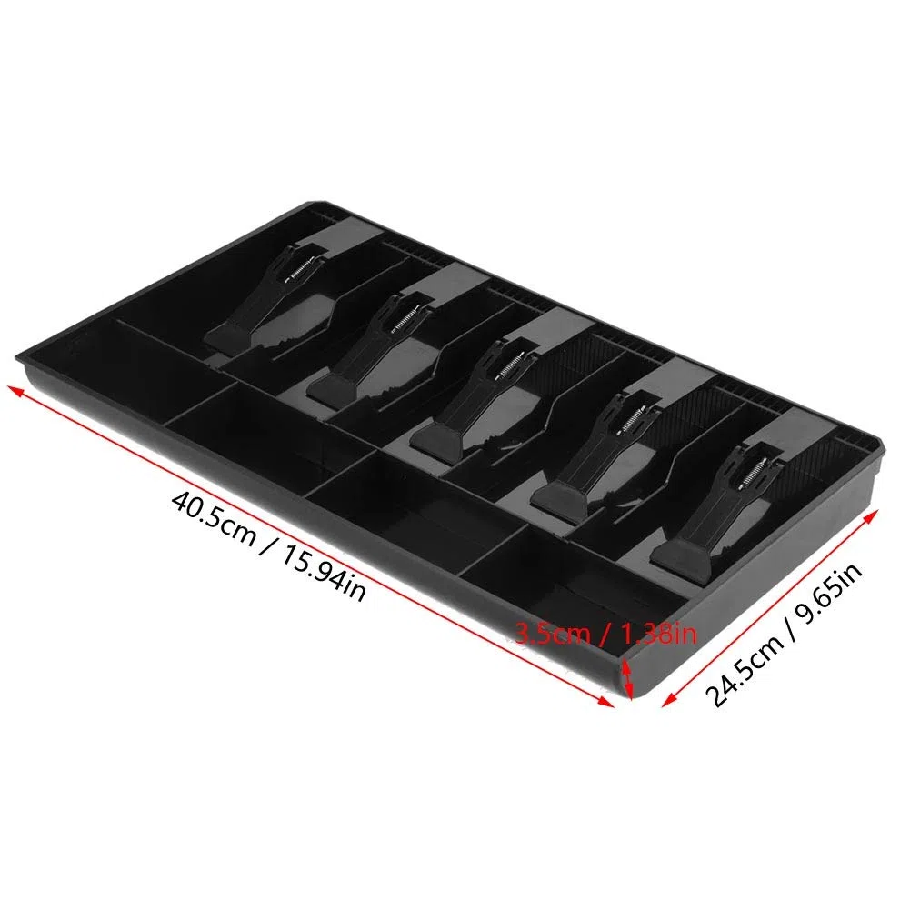 Cassetto porta contanti, inserto per il registratore di cassa. 4 fessure per monete 5 scomparti Cassetto del registratore di cassa Inserire il vassoio di scorta,cassetta di sicurezza (Nero)