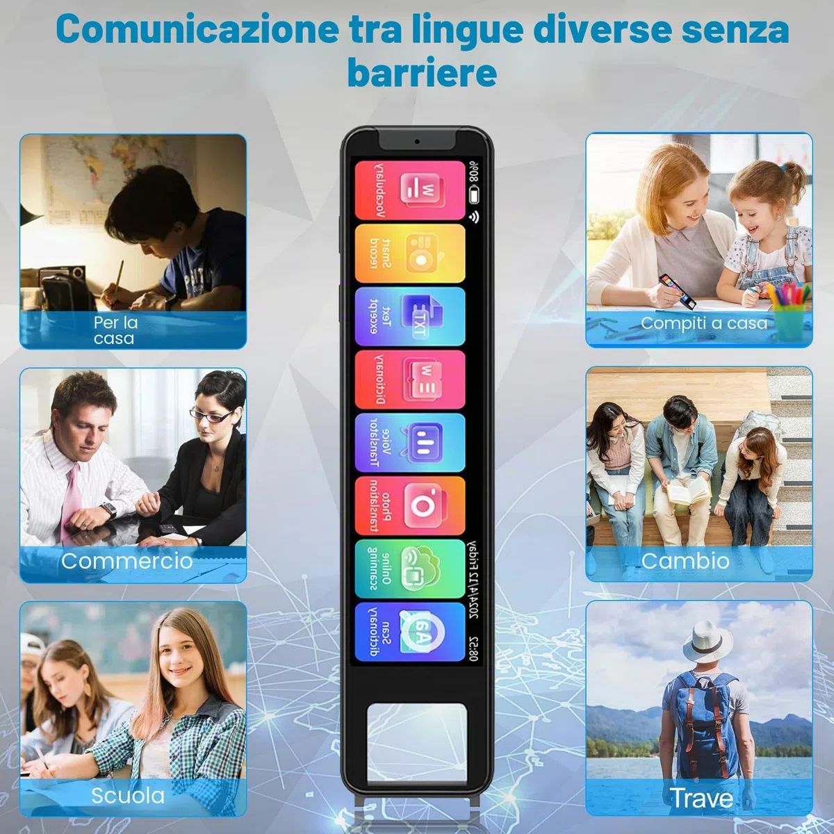 Penna per Lettore di Scansione, 134 Lingue, Penna da Lettura Intelligente 4 pollici, per Dislessia, Anziani, Studenti, Supporta Voce e Scansione del Testo, Dispositivo di Traduzione Multilingue