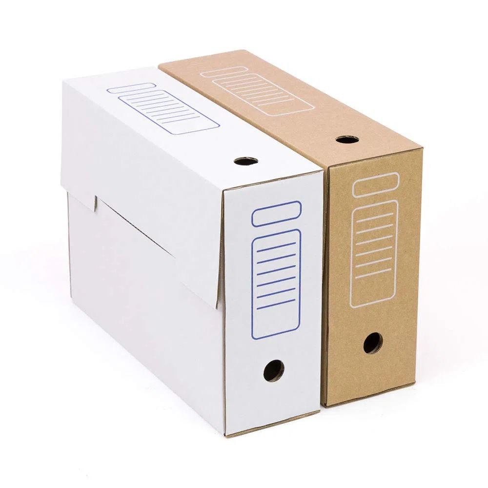 Confezione da 20 Scatole Archivio Definitivo Automontanti A4 – Cartone Ondulato 3 mm, Chiusura Automatica Senza Nastro, 100% Riciclabili, dimensioni: 36x10,3x27,1 cm, colore marrone
