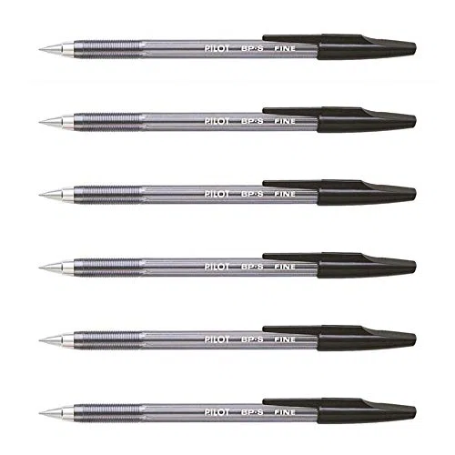 PILOT Set di 6 penne a sfera BP-S-F, colore: Nero