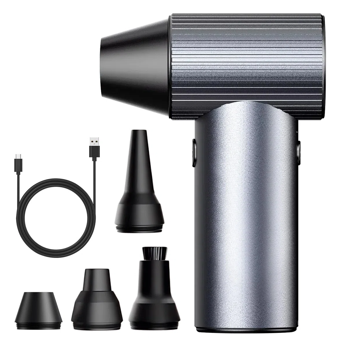 Soffiatore ad Aria Compressa Senza Filo, 90000 RPM, 3 Velocità Elettrico Aria Compressa Portatile per Auto/Casa/Ufficio/Camping con 4 Ugelli e Protezione Sovraccarico