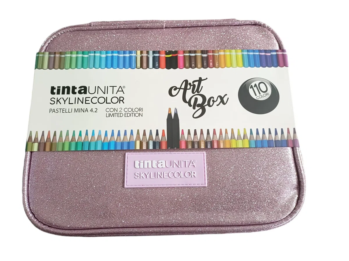 Tinta Unita Skylinecolor Art Box Glitter 110 Pastelli, 4 Colori Disponibili, 1 Pezzo (Rosa)