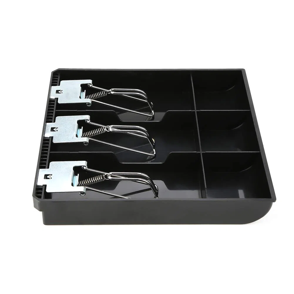 Cassetto per registratore di denaro contante Cassetto inserto sostitutivo Scatola portaoggetti per cassiere in ABS 3 banconote 3 monete con clip in metallo per supermercato Hotel(Nero)