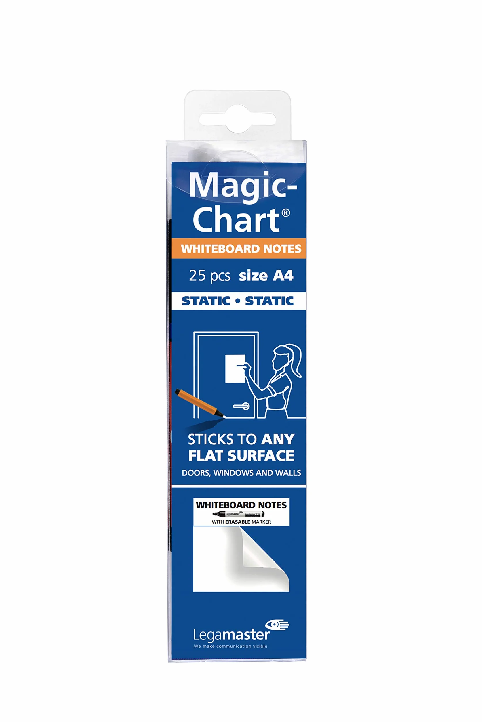 Legamaster 7-159000-A4 Magic-Chart Notes Flipchart, Fogli elettrostatici riposizionabili include 25 fogli a quadretti (20 x 30 cm)