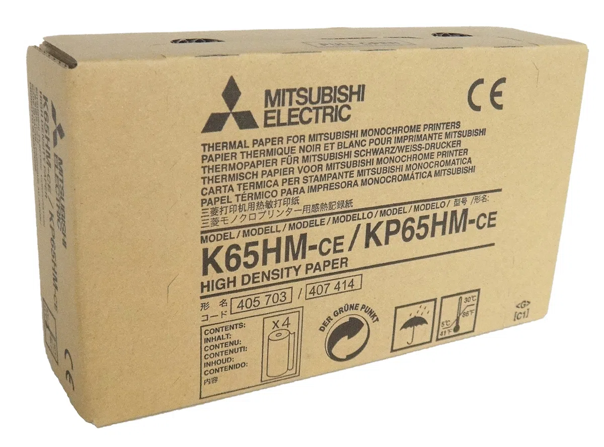 Mitsubishi Electric Corporation K65HM-CE/ KP65HM-CE Kit Carta Termica ad Alta Densità per Stampante Medicale, A6, 110 mm x 20 m, 4 pezzi