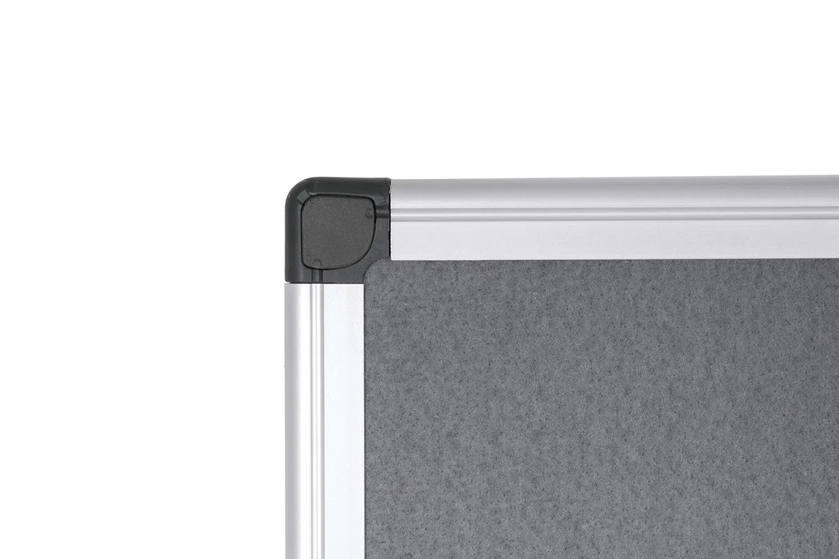 Bi-Office Pannello In Feltro Maya Con Cornice In Alluminio, Bacheca Con Superficie Di Feltro Liscia Grigio, 90 x 60 cm
