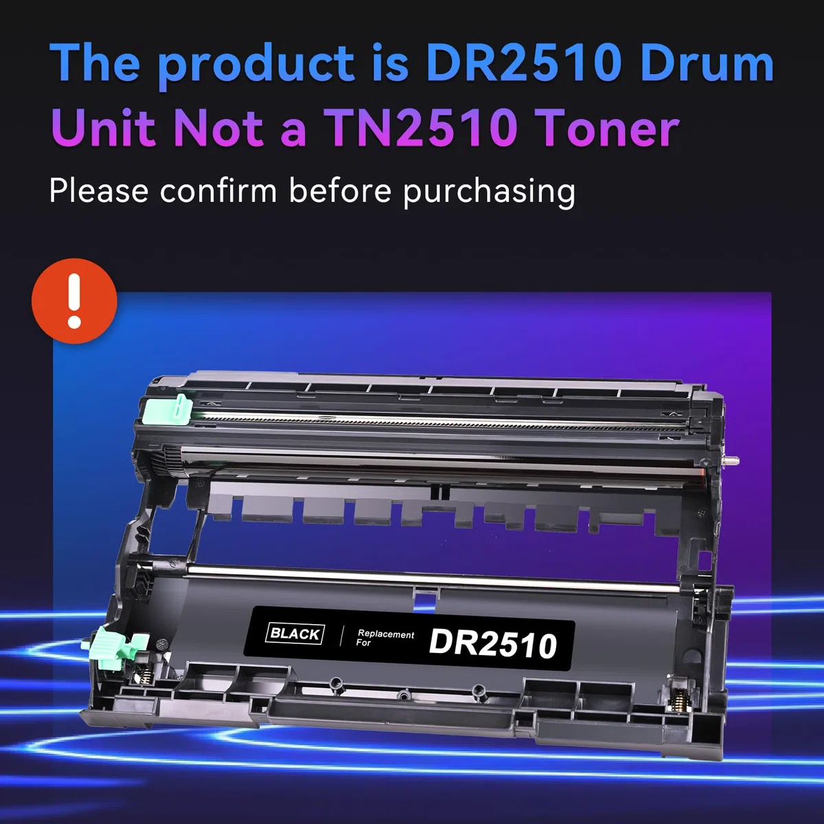 ZIPRINT DR2510 DR-2510 Tamburo compatibile con Brother DR2510 Tamburo per Brother HL-L2400DWE HL-L2400DW MFC-L2835DW MFC-L2827DW MFC-L2860DWE DCP-L2665DW DCP-L2627DW DCP-L2620DW