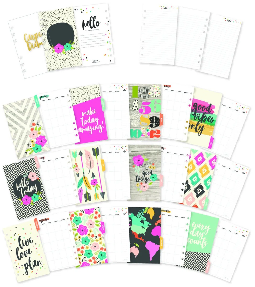 Simple Stories 7989 Carpe Diem Good Vibes - Inserti per agenda personale, double-face, multicolore, 21,08 x 10,92 x 0,68 cm