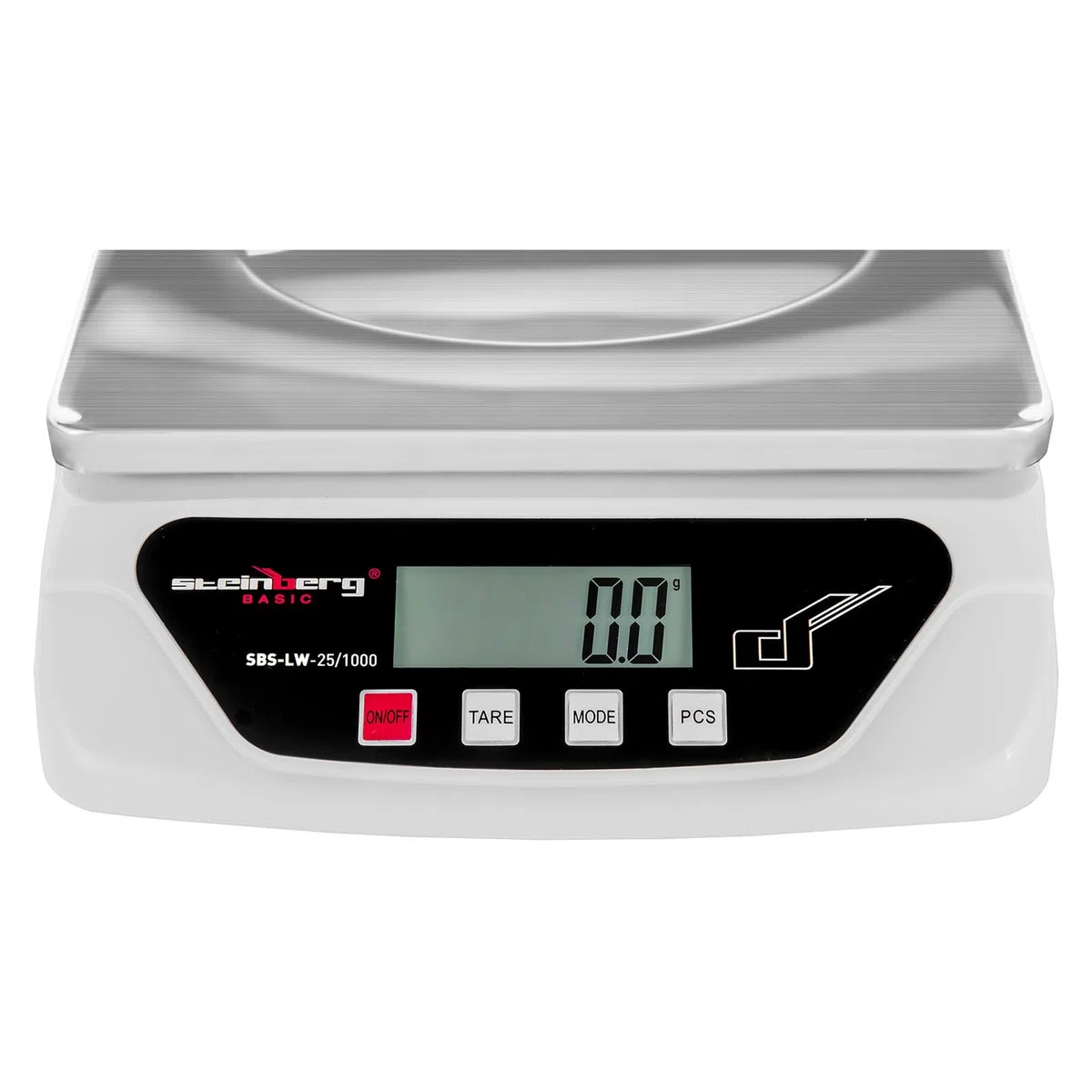 Steinberg BASIC SBS-LW-10/500 Bilancia Elettronica Bilancia Digitale Pesalettere (10 kg / 0,5 g, Schermo LCD Retroilluminazione, Alimentazione 2 Batterie AA o Adattatore AC/DC ADAPTER 6V) Argento