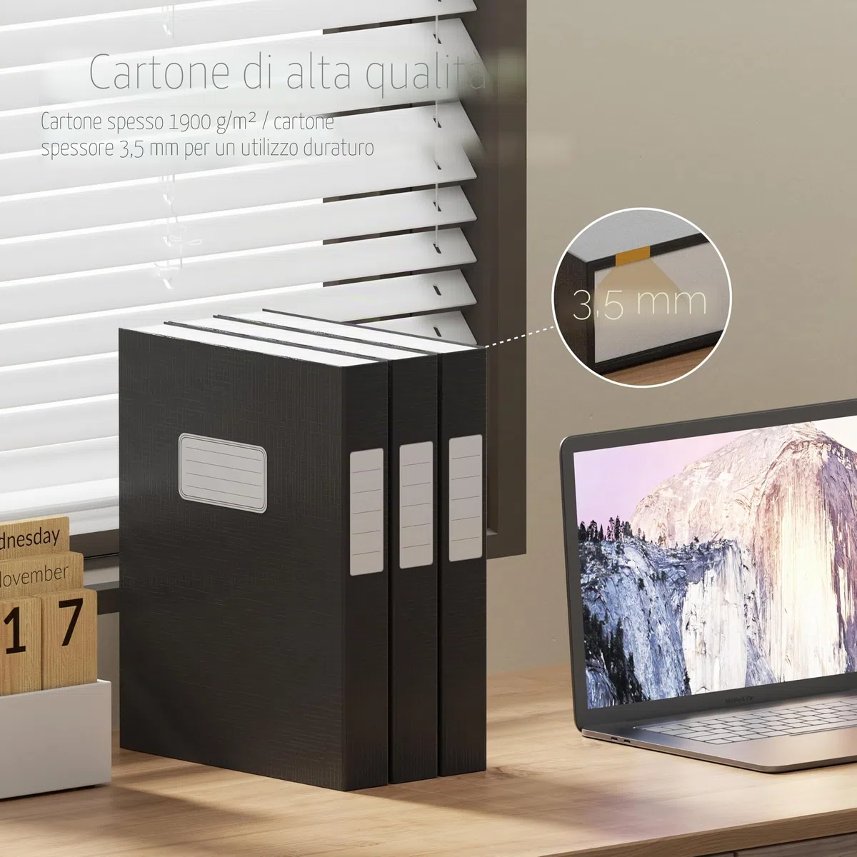 JiaWei Pezzi 3 Cartelle Portadocumenti Scatole da con Coperchio Magnetico, Dorso da 40 mm, In Cartoncino Extra Resistente da 1800 g/m², Etichette con Scomparto Per il Nome DIN A4- Nero