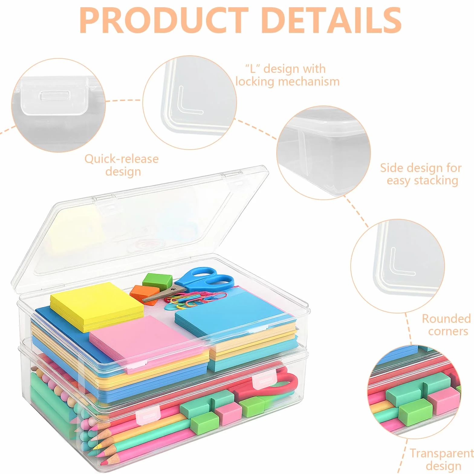 2 pezzi Scatola Porta Documenti con Coperchio,B5 Scatole Plastica con Coperchio,Impilabili,per Organizzare Documenti,Materiale Artistico,Materiale per il Bricolage(27x19.5x5cm)