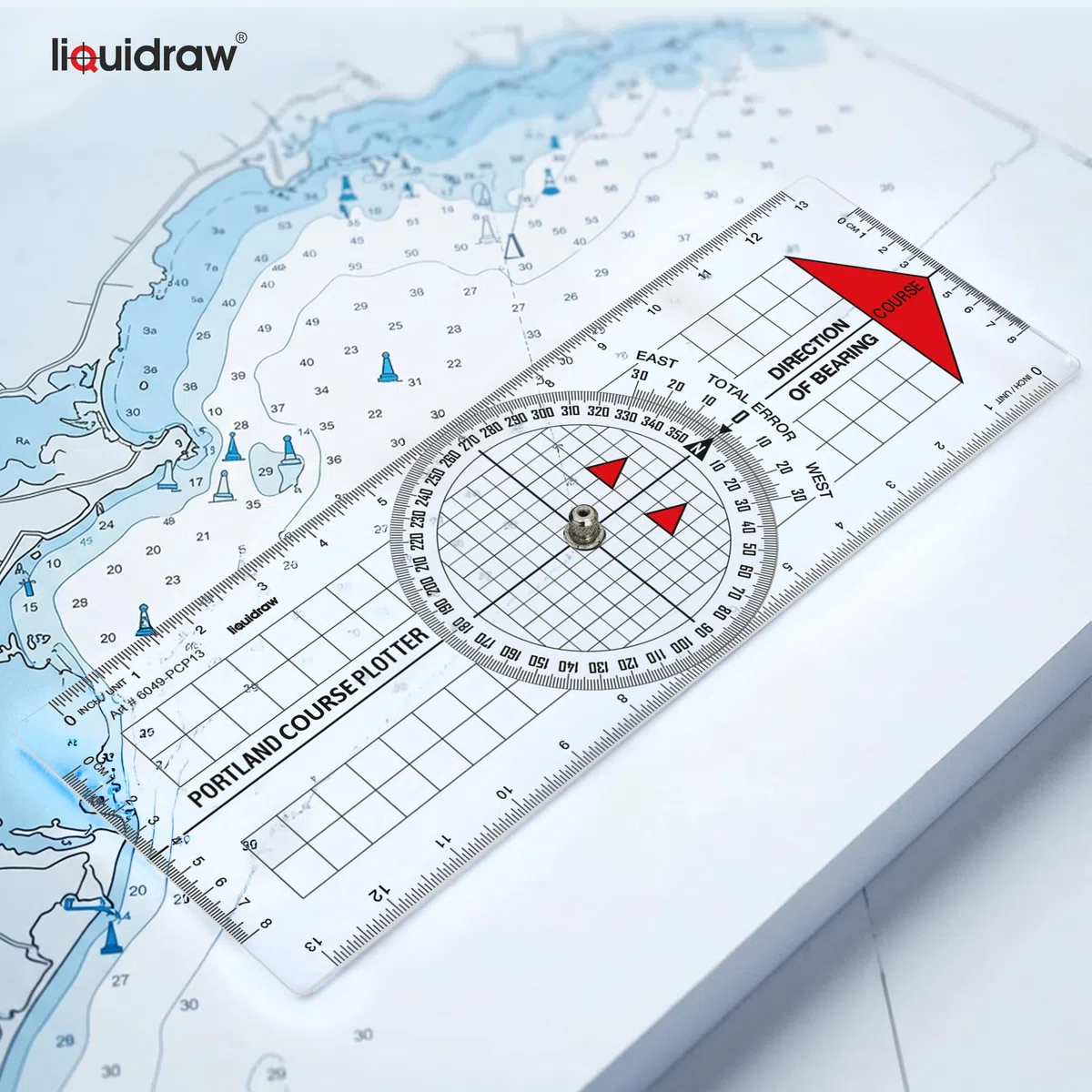 Liquidraw Portland Course Plotter con goniometro marino | Goniometro di navigazione | Strumento utile per la navigazione marina | Realizzato in acrilico trasparente resistente | Marcature chiare e