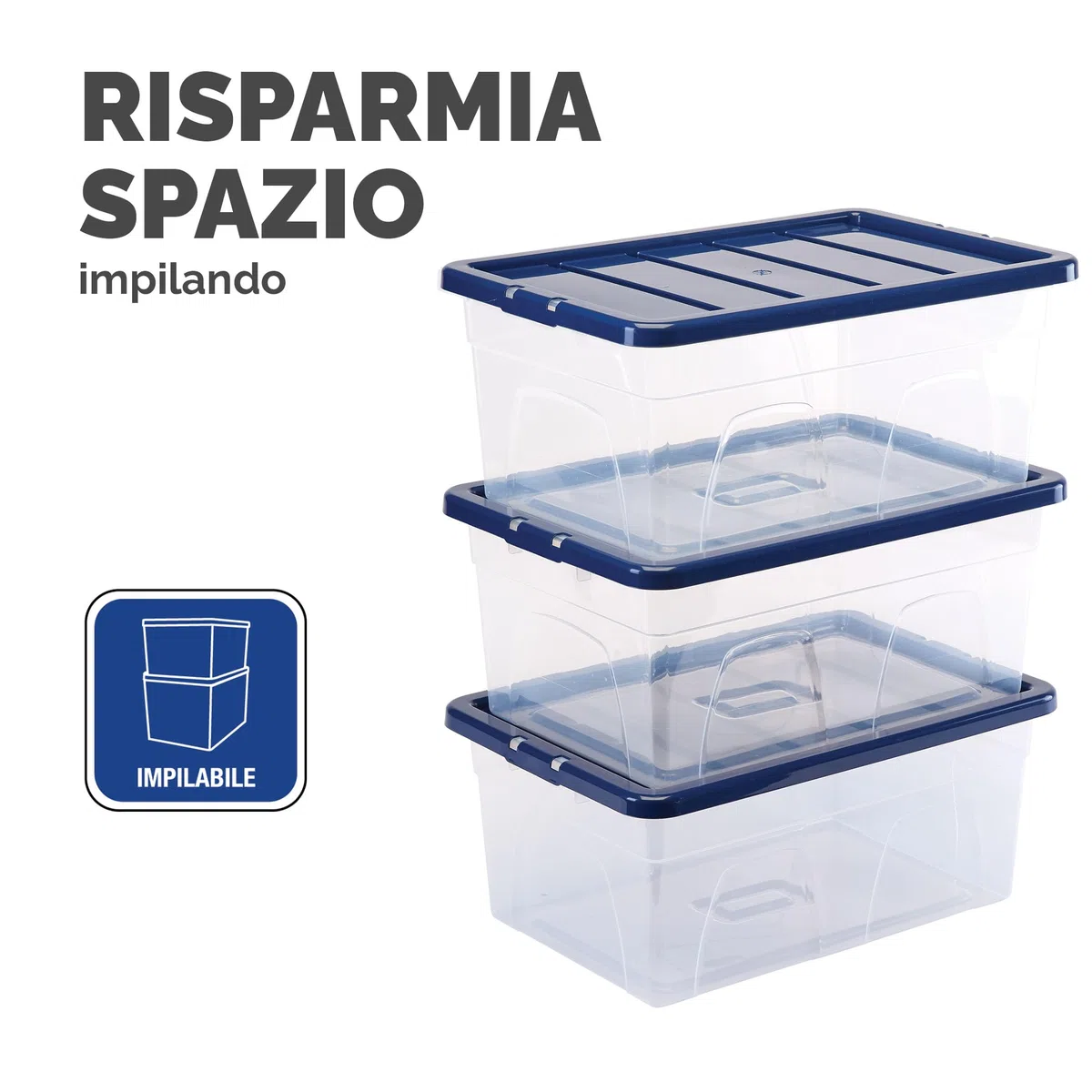 Bankers Box 38L scatole in plastica in confezione da 3, BPA-Free, con coperchi riciclati al 100%, impilabili, coperchio anti polvere, 25x38x56cm, ideali per organizzare la casa e l'ufficio