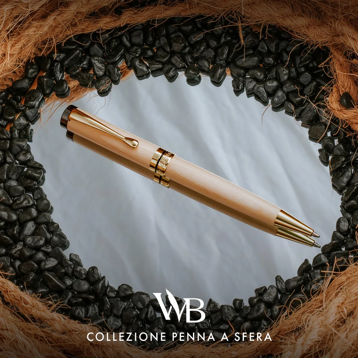 Wordsworth and Black Ballpoint Pen Set - Penna di lusso mozzafiato in bambù acero, finitura oro, ricaricabile, miglior penna per uomini & donne, ricarica d'inchiostro