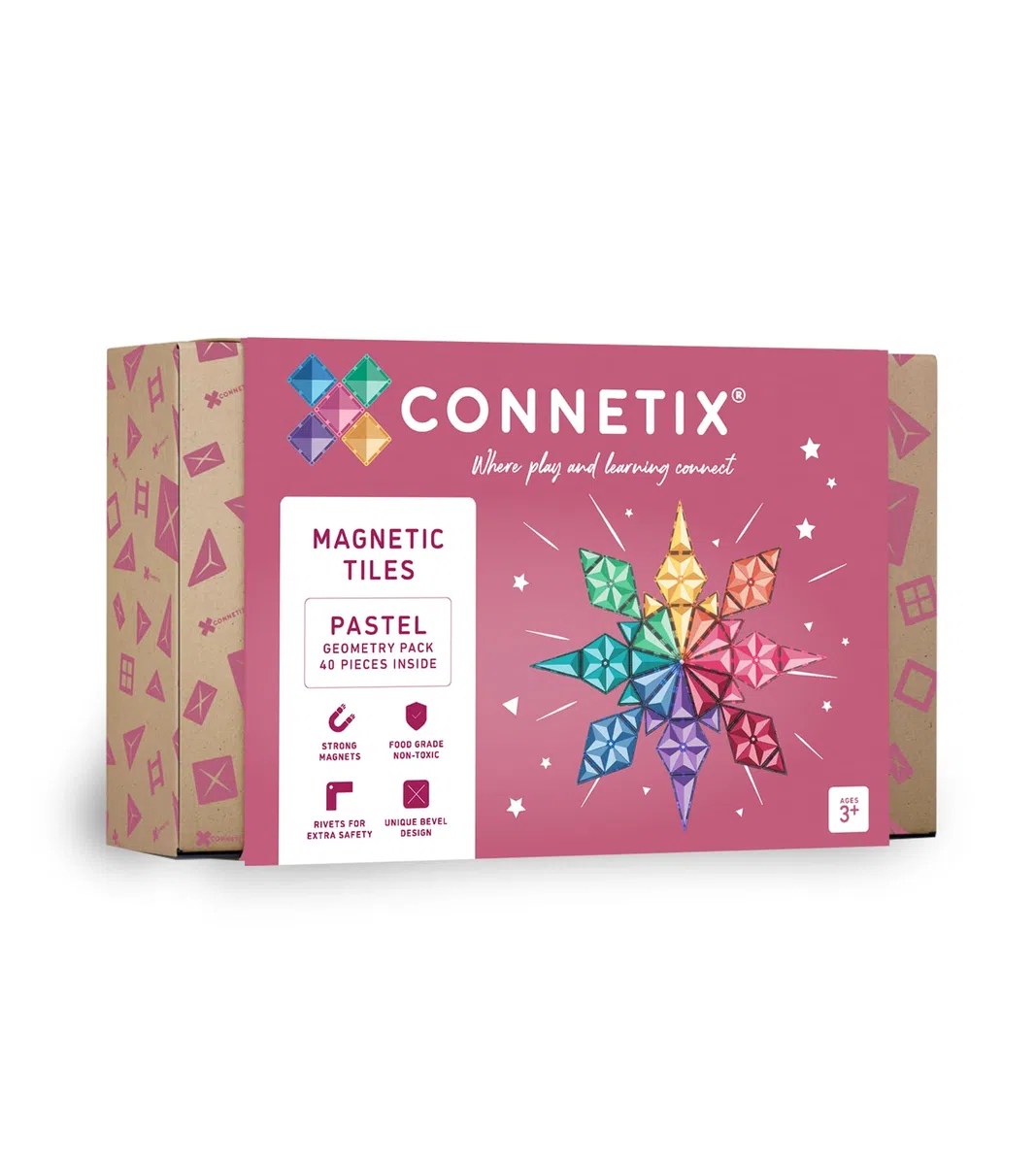 CONNETIX Piastrelle Magnetiche Pastello Pacchetto Geometria, 40 Pezzi