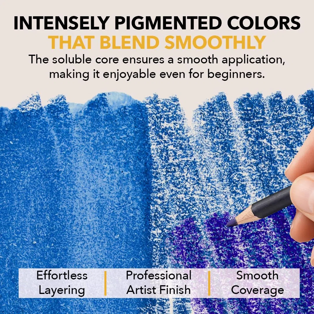 Castle Art Supplies Set 72 Matite Acquerellabili in Custodia Cernierata | Pigmenti Vibranti per Mescolanze, Disegni e Dipinti | Per Professionisti e Hobbisti Adulti | In Custodia da Viaggio in Tessuto