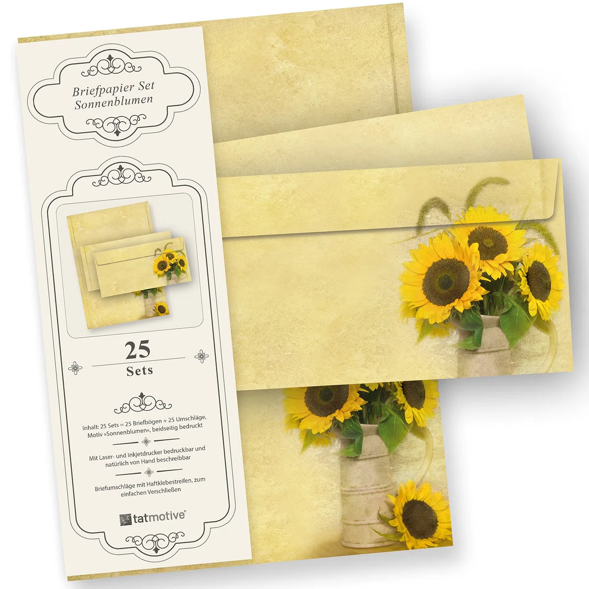 TATMOTIVE 74 – 0025 girasoli A4 25 Set carta da lettere con buste