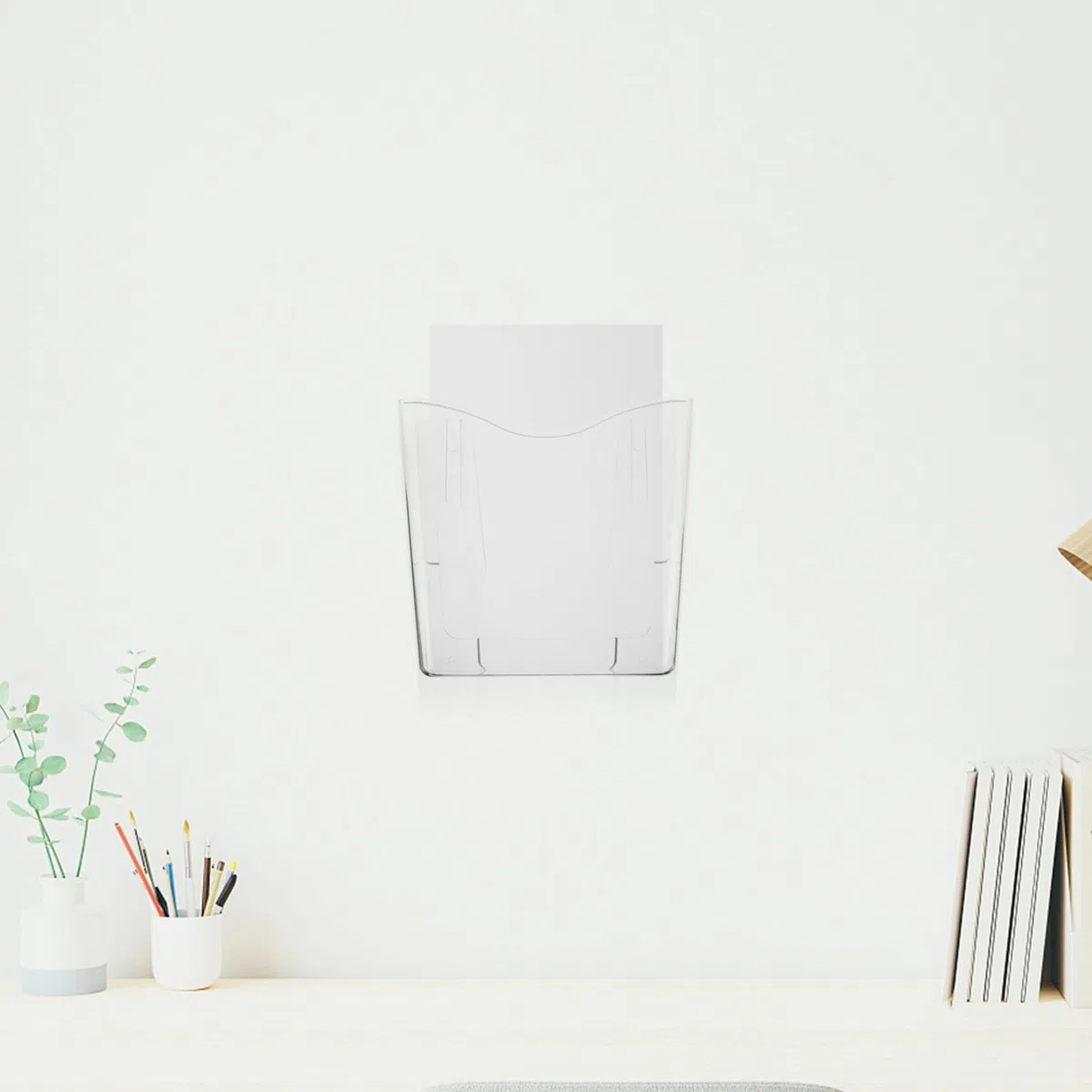Portariviste da Parete in Acrilico Trasparente Design a V, Salvaspazio e Minimalista, Espositore per Documenti per Casa e Ufficio