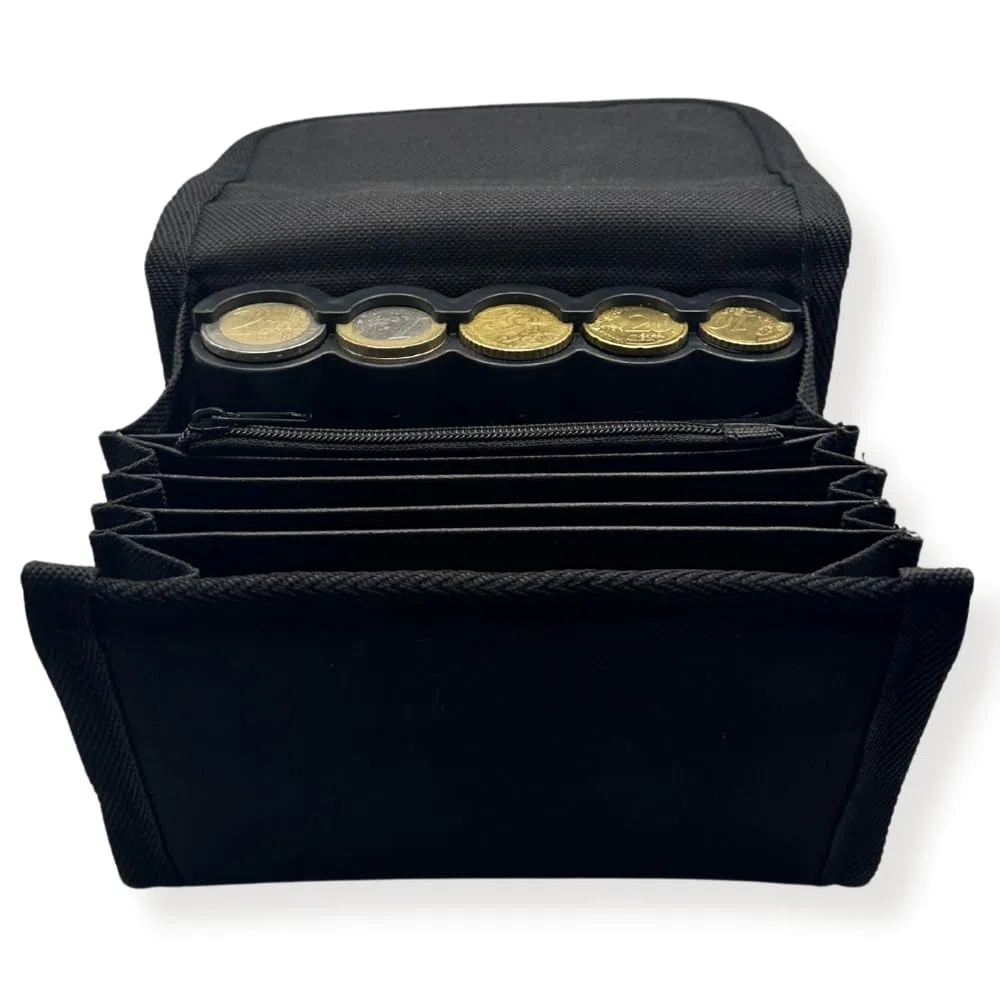 Marsupio compatto professionale con dispenser di monete, portamonete incluso, design leggero per camerieri, tassisti. Chiusura magnetica