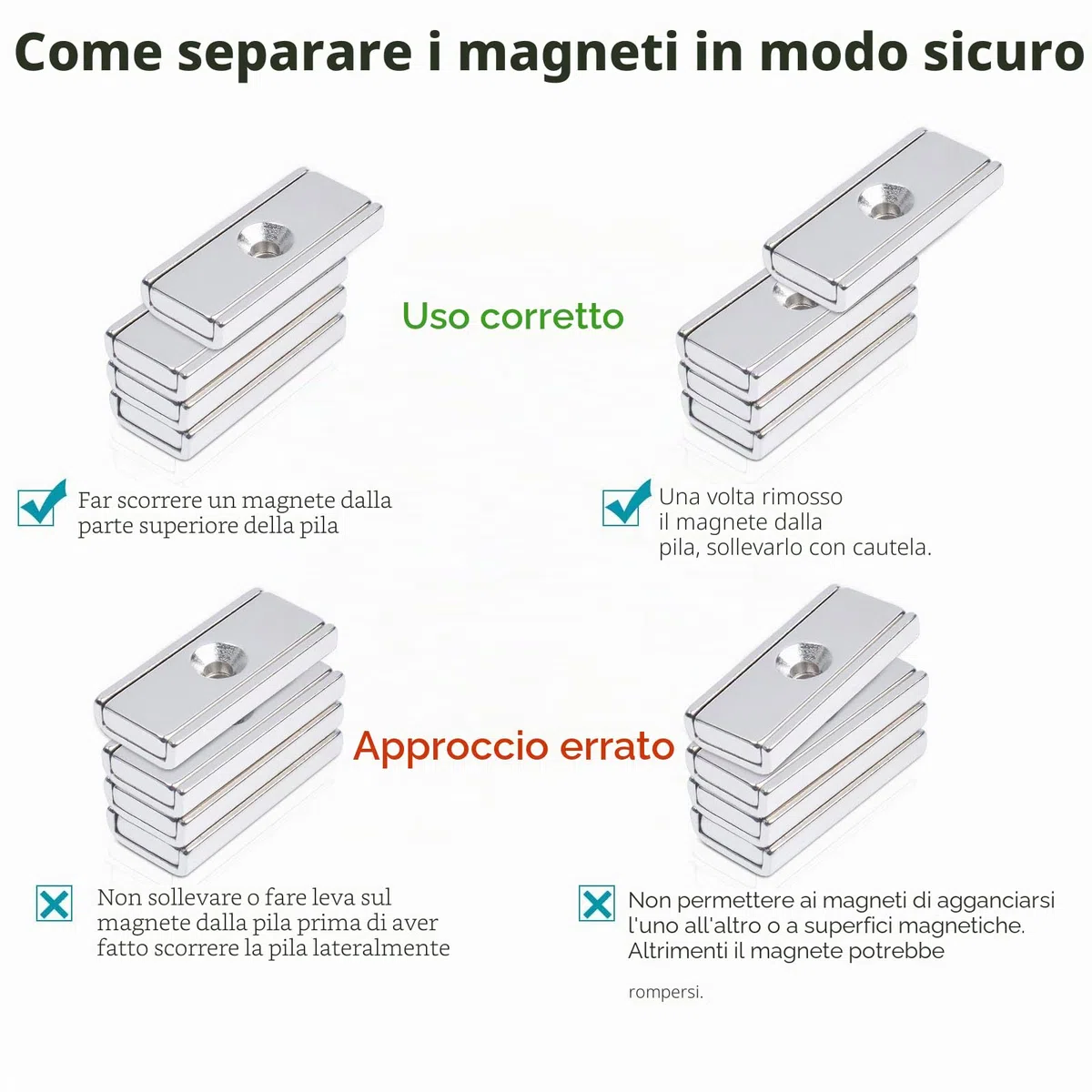 10 pezzi Magneti Rettangolari 10 kg forza 20 x 13,5 x 5 mm con Foro Svasato e Capsula con viti, Magnete con Base Calamite Potenti per Frigorifero Industrial science and laboratory