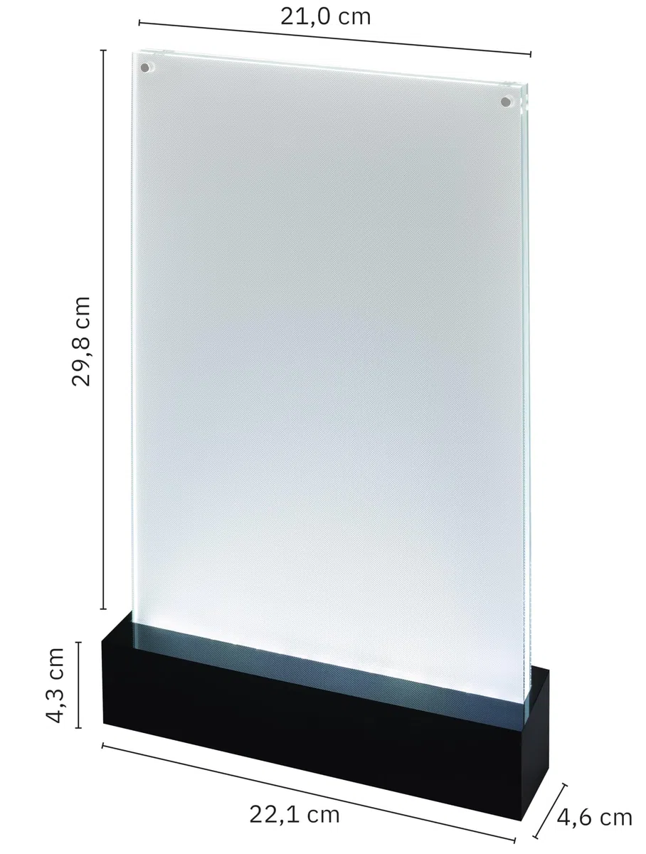 SIGEL TA420 Porta-avvisi da tavolo a LED luminous, illuminabile, acrilico, per A4