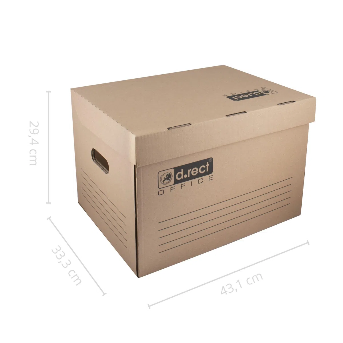 D.RECT KEEP.IT Scatola di Raccolta 2120 Set da 6 – Contenitori Archivio HD 420 g/m² Impilabili con Coperchio Integrato – Per Raccoglitori e Scatole Archivio – Cartone Alcalino a 3 Strati
