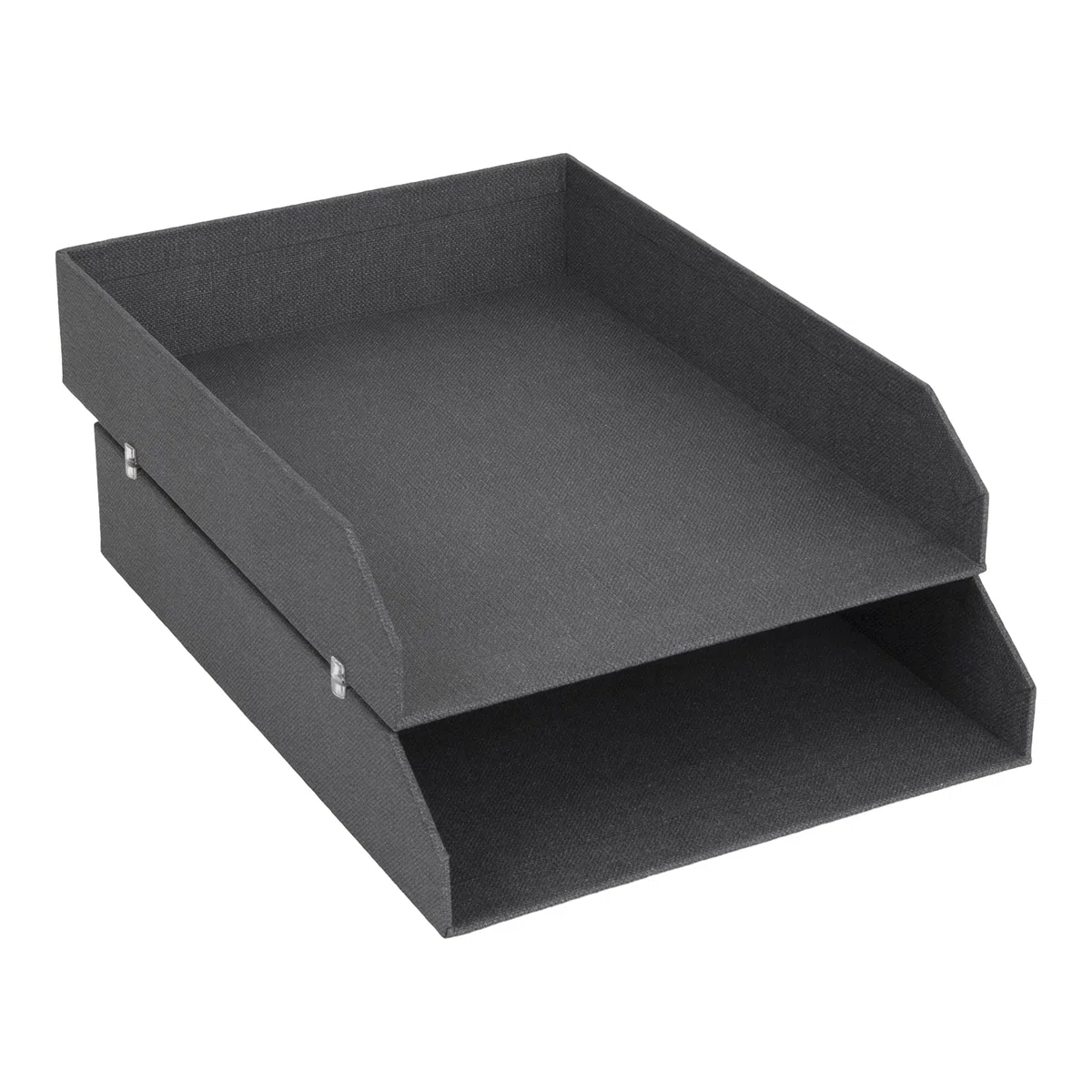 Bigso Box of Sweden Portacorrispondenza in cartone - Porta documenti ufficio impilabili per conservare i documenti - Porta fogli da scrivania in materiale riciclato - Set da 2 - nero