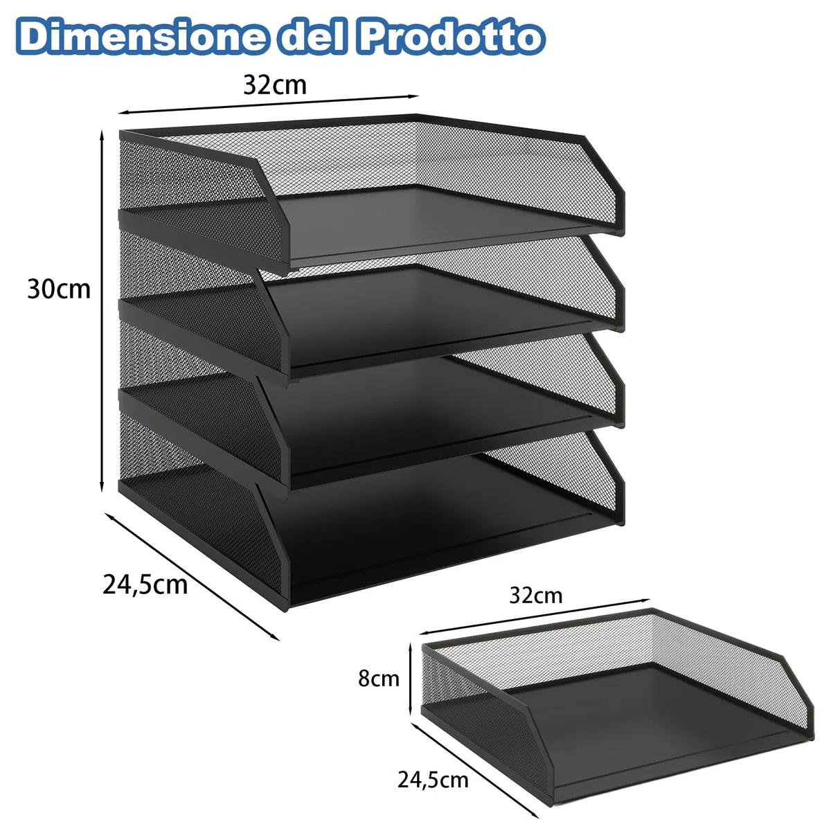 PUNCIA Portadocumenti da Scrivania in Metallo a 4 Livelli Organizer Documenti Vassoio Porta Documenti Accessori Ufficio Vassoio per Lettere a4 Tavolo per Ufficio Domestico e Scola(Nero)