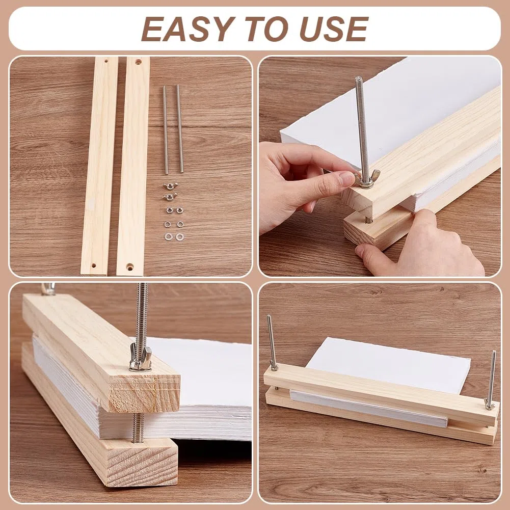 BENECREAT Pressa per Rilegatura In Legno Pressa di Grandi Dimensioni Rilegatrice Pressa per Carta Piatta Da 380x38 mm Pressa per Imbottitura In Legno con Fattore di Forma per La Casa, Scuola