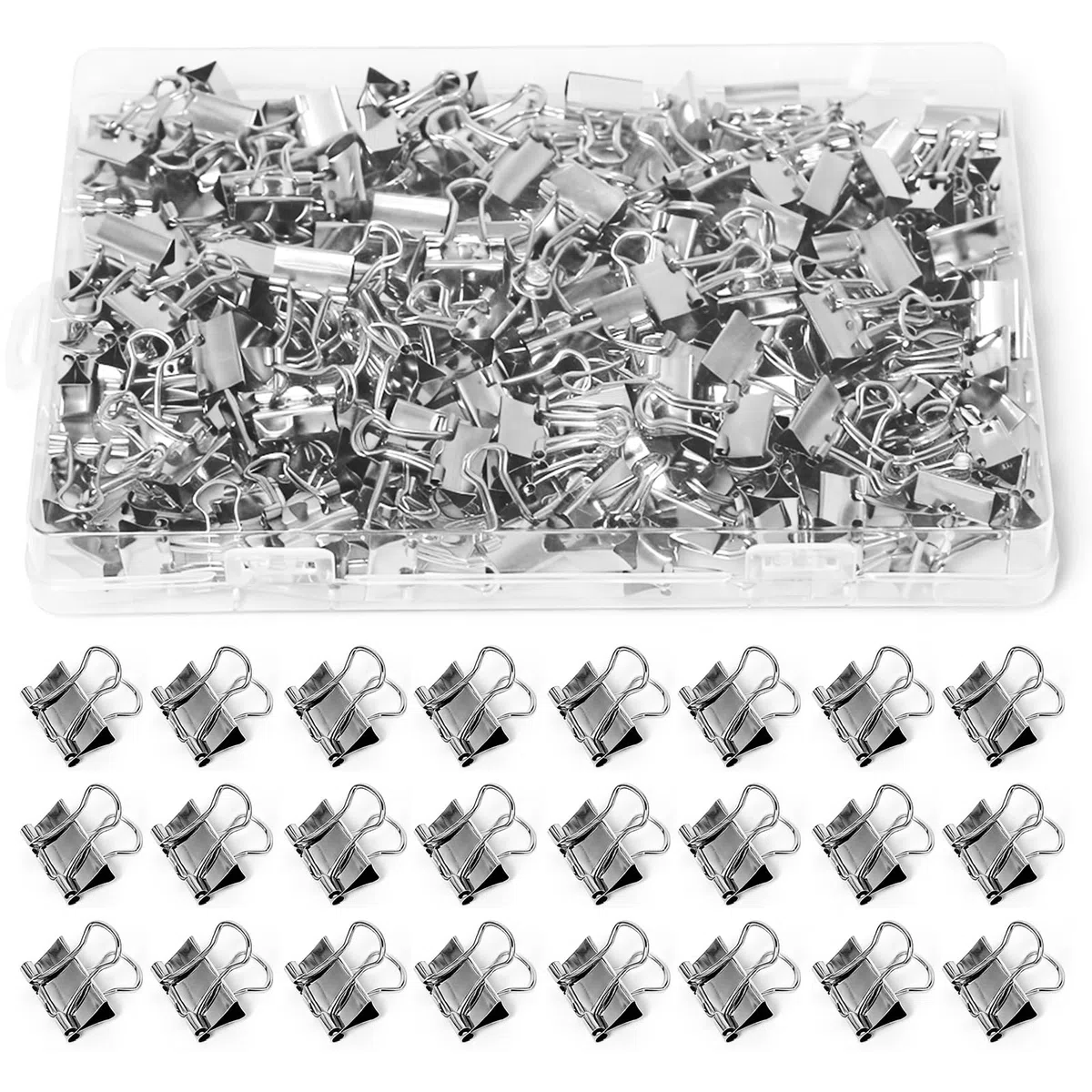 200 Pezzi 15mm Clip per Raccoglitori Mollette Pieghevoli Pinze Clip Pieghevoli in Metallo Piccole Foldback Binder Clips Argentata Multifunzione Molle per L'ufficio, Scuola e Casa Carta e Foto