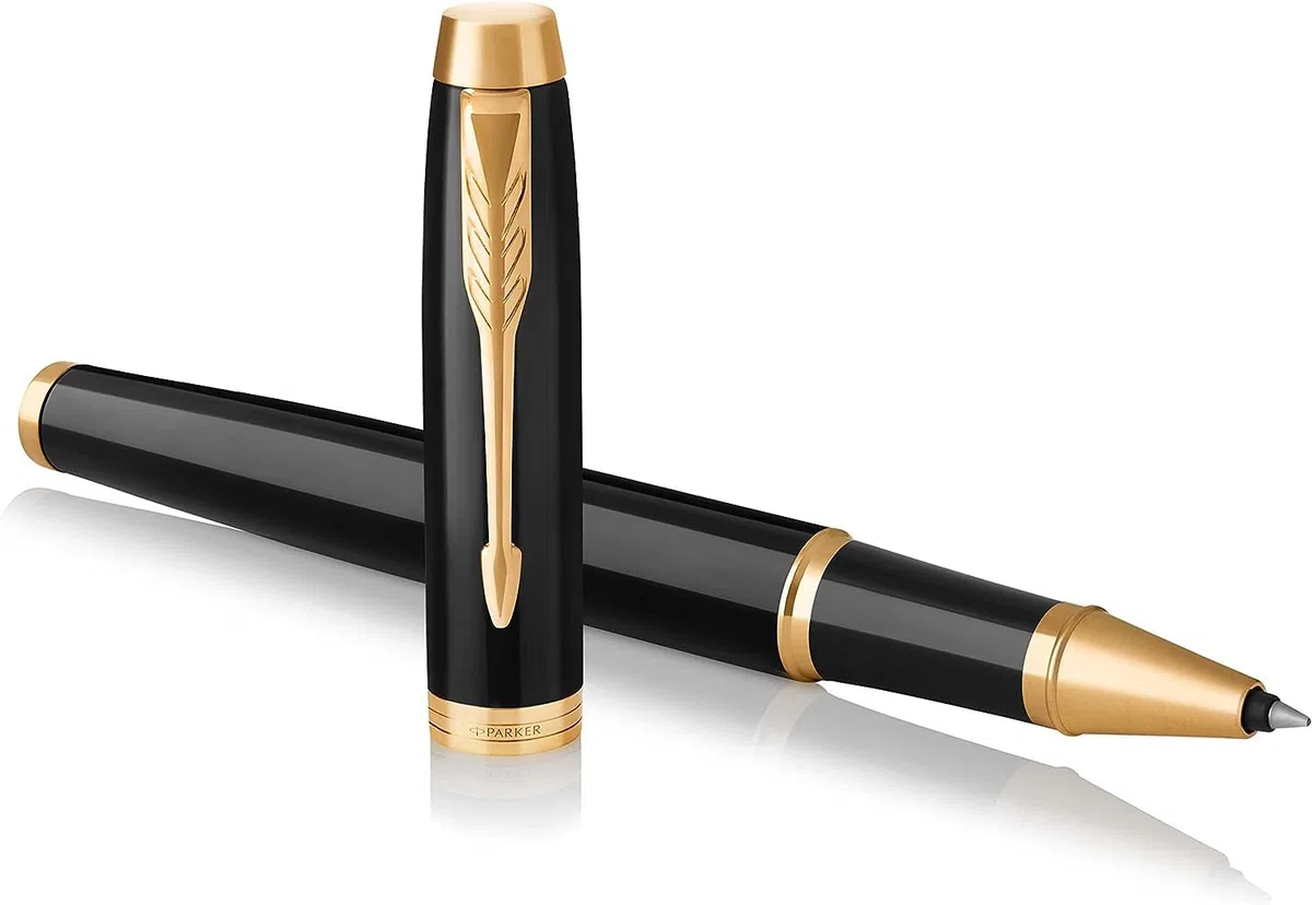 PARKER IM Core Penna roller con incisione, penna di alta qualità, confezione regalo, ricarica nera, regalo personalizzato, nome, compleanno (Black Lacquer G.C.), 1931659