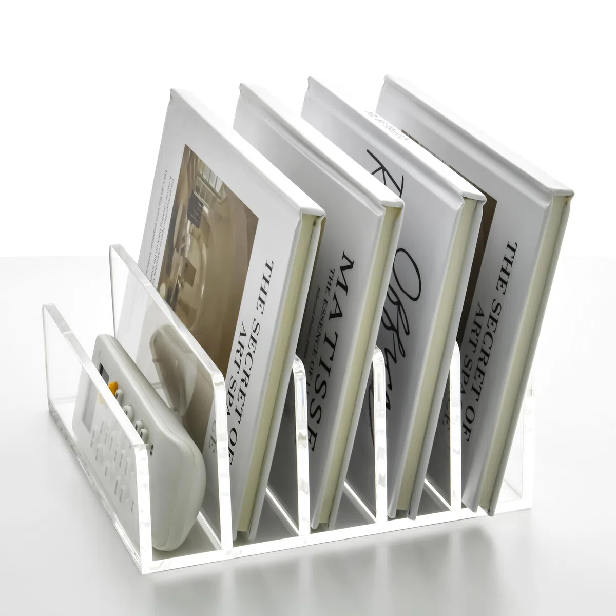 Porta lettere in acrilico - 5 scomparti, trasparente e facile da pulire, organizer da scrivania/sistema di archiviazione per ufficio, famiglia, home office, scuola, A: 17,5 x 17 x 8 cm