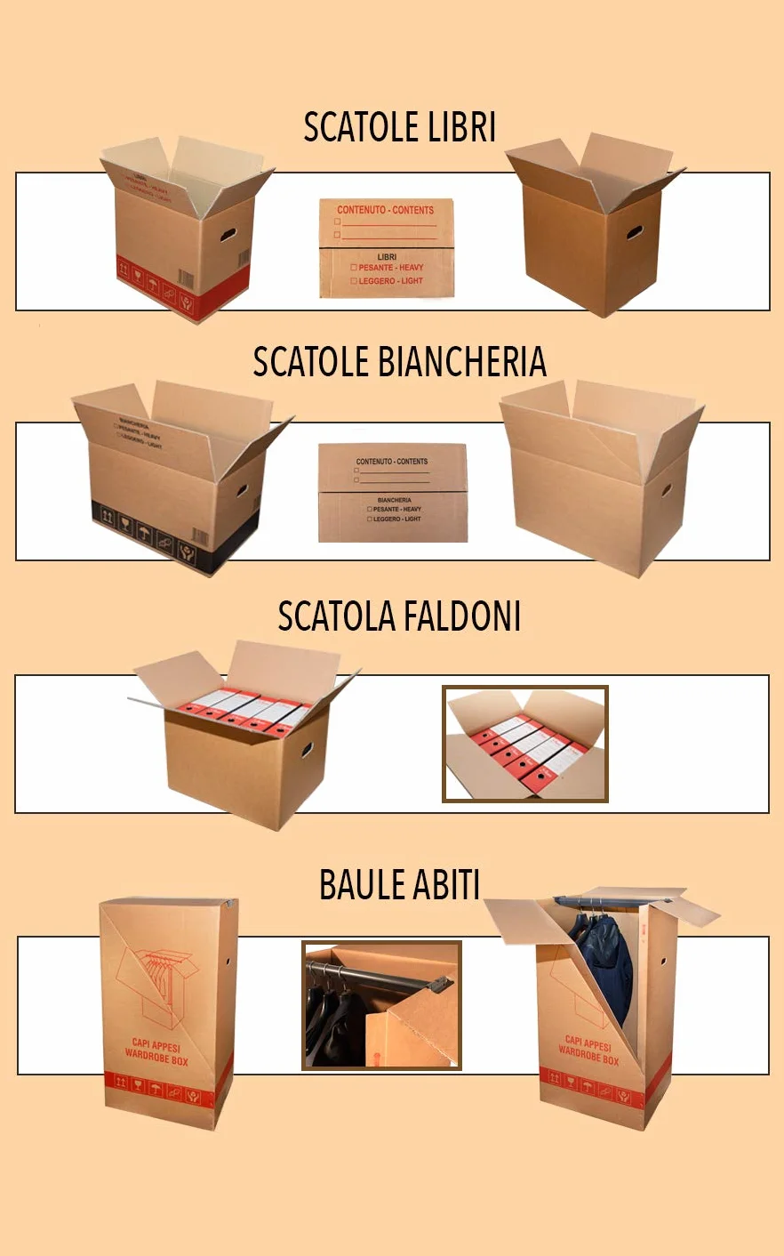 SCATOLE TRASLOCO 50 PZ CM. 40X30X35 CARTONE COLORE AVANA DOPPIA ONDA…