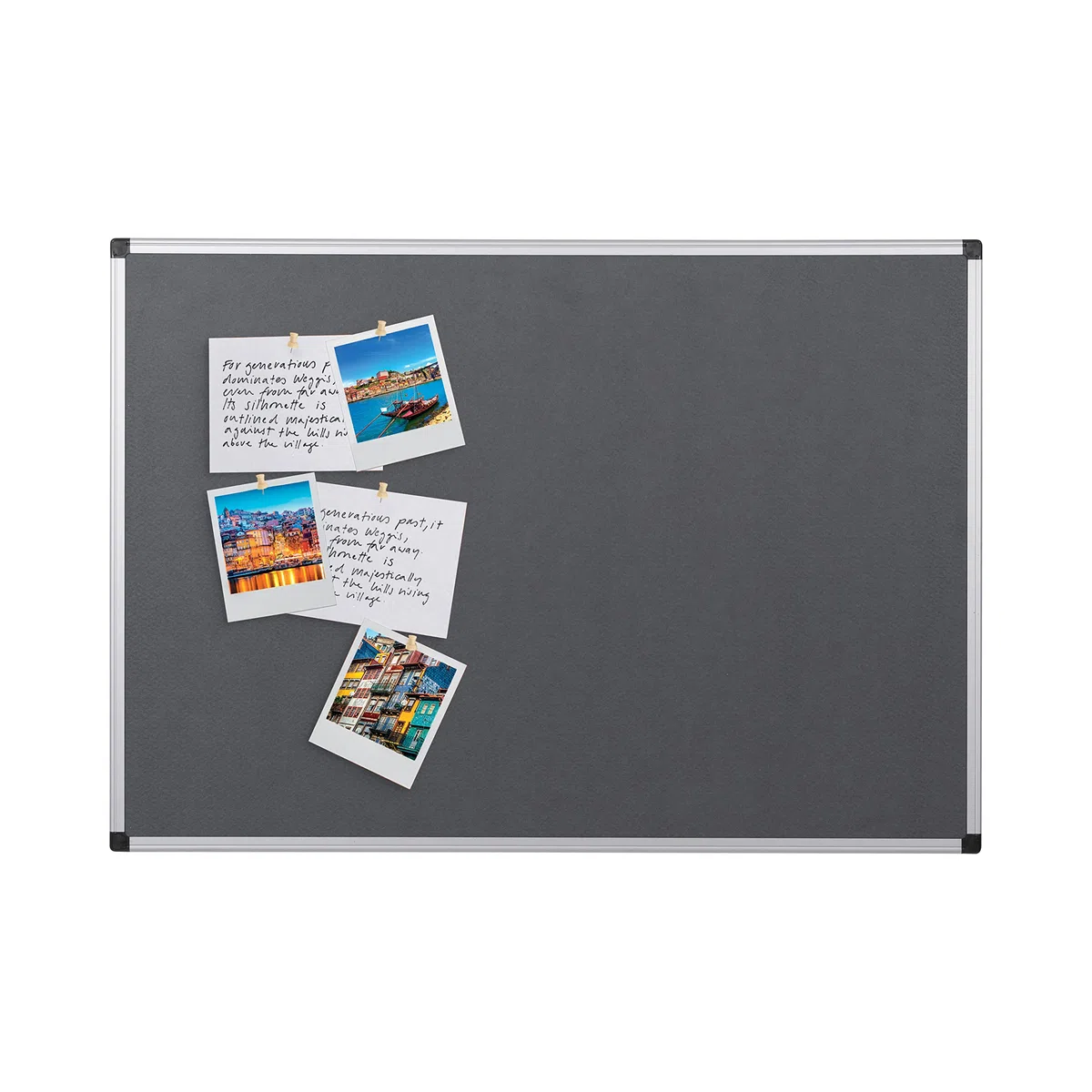 Bi-Office Pannello In Feltro Maya Con Cornice In Alluminio, Bacheca Con Superficie Di Feltro Liscia Grigio, 90 x 60 cm