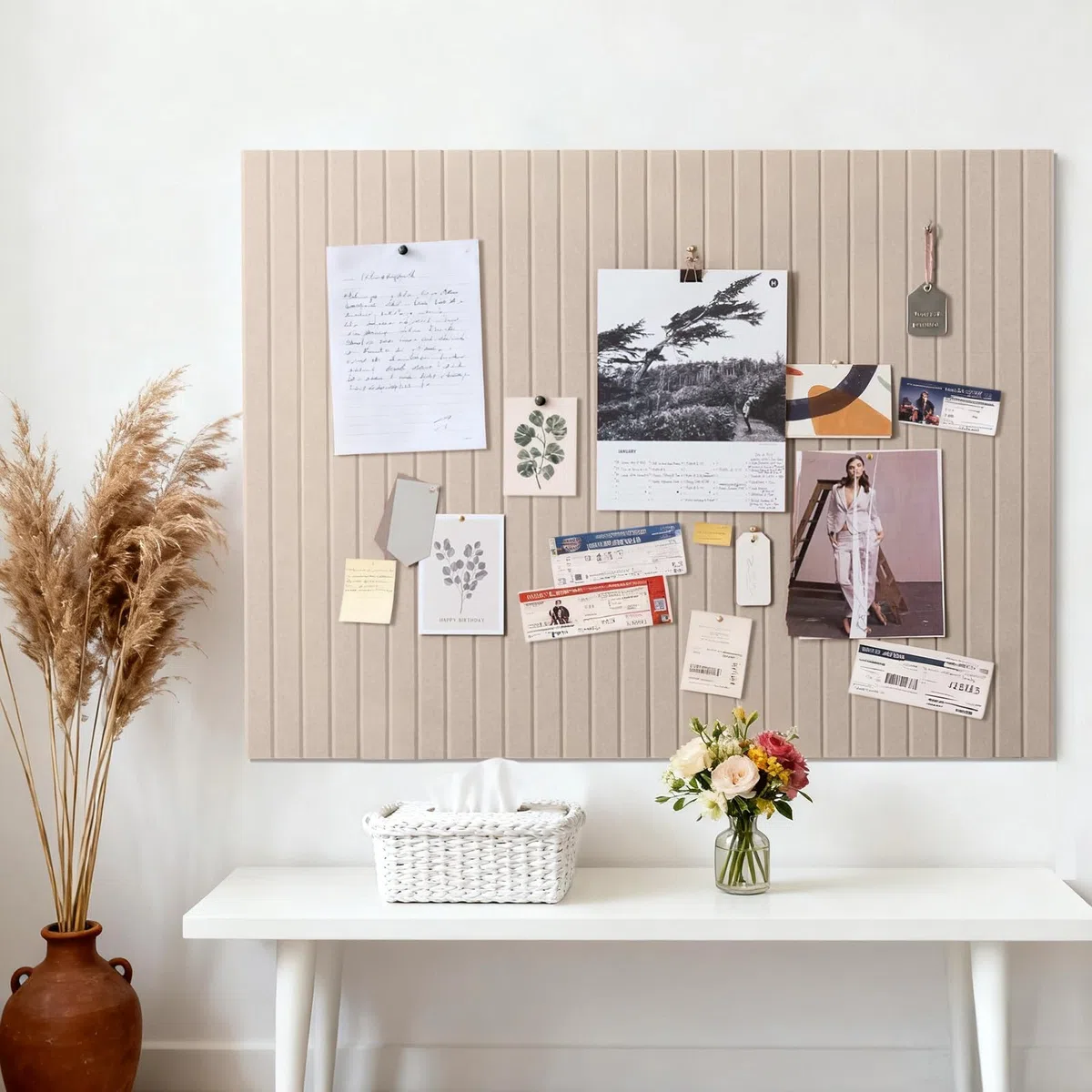 Bacheca Grande Autoadesiva 90x120 cm, Bacheca Autoadesiva in Sughero, Bacheca Decorativa in Feltro, Fototela Pieghevole, Memoboard Vision Board