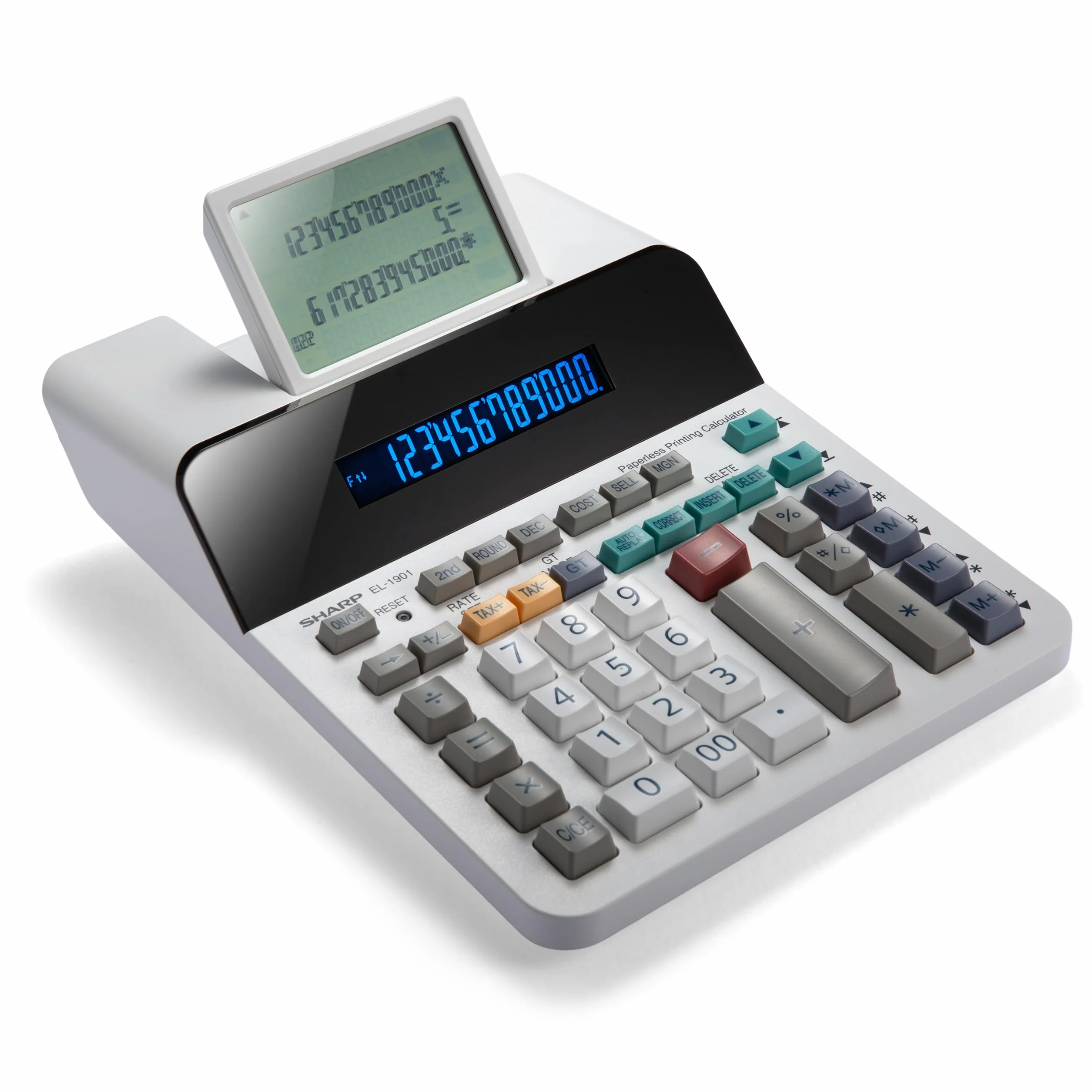 Sharp EL-1901 Calcolatrice per stampa senza carta con display LCD principale a 12 cifre