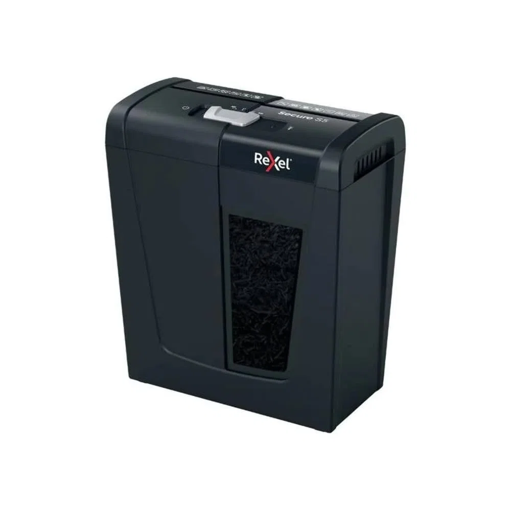 REXEL Secure S5, Distruggidocumenti Manuale, 6-5 Fogli A4 (70-80 gr/mq), Taglio a Strisce, Livello di sicurezza P-2, per Uso Personale/Home Office, Capacità 10 Litri, 2020121EU