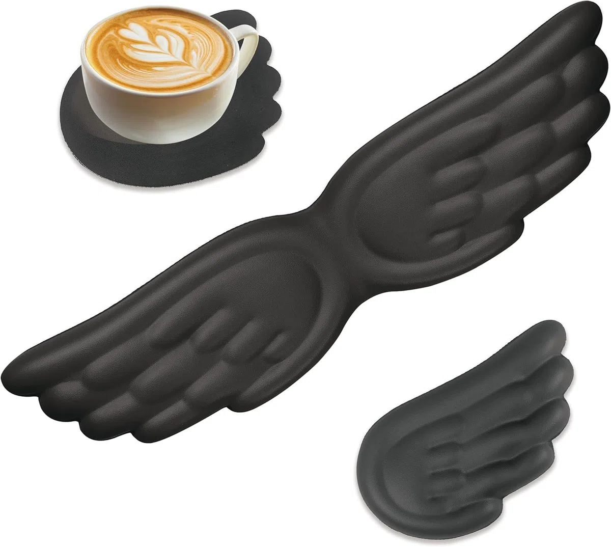 2 Pezzi Poggiapolsi a Forma Di Ali, Poggiapolsi Con Schiuma Di Poliuretano e Memory Foam, Pelle Pu Wrist Rest Con Base Antiscivolo, Accessori per Computer, Parapolsi, Tastiera, Mouse, Desktopper