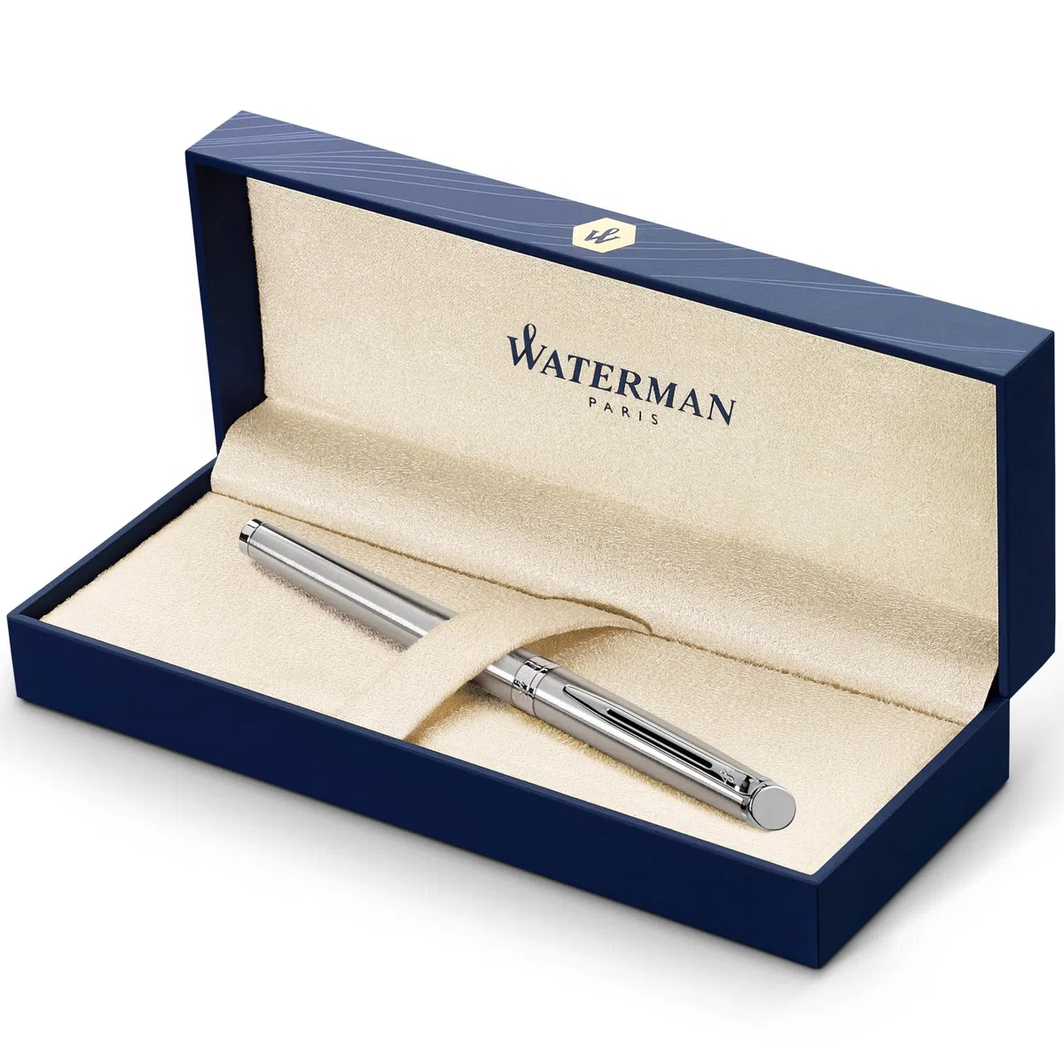 Waterman Hémisphère penna roller | in acciaio inossidabile con finiture cromate | punta fine con cartuccia di inchiostro nero | confezione regalo