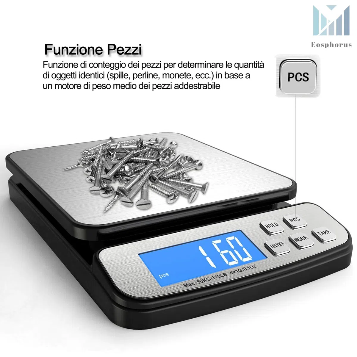Bilancia Pesapacchi Postale Digitale 50kg Professionale in Acciaio Inox