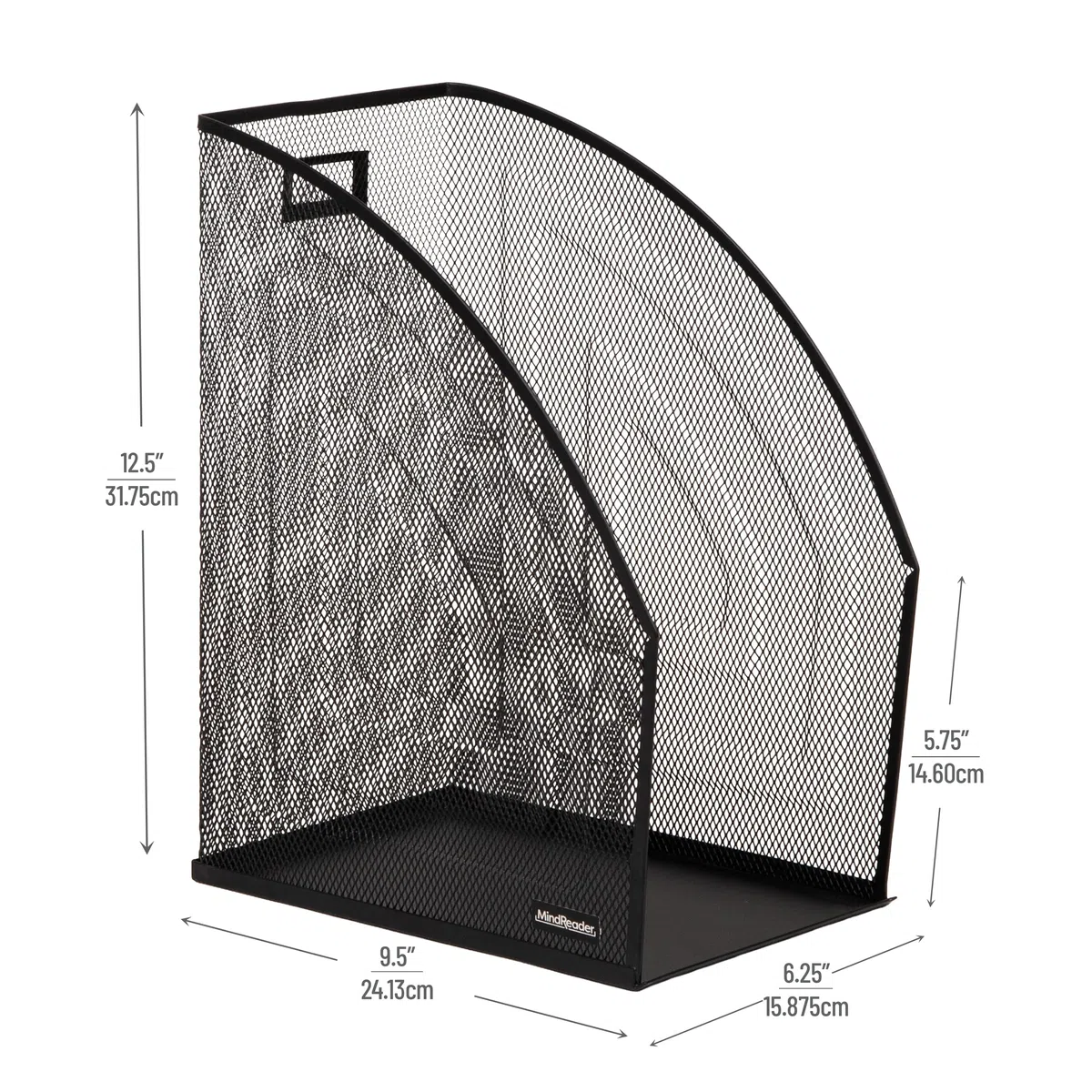 Mind Reader Organizer verticale per documenti, set di 2, organizer da scrivania, spazio di lavoro, ufficio, rete metallica, 15,9 cm di lunghezza x 25,4 cm di larghezza x 31,8 cm di altezza, nero