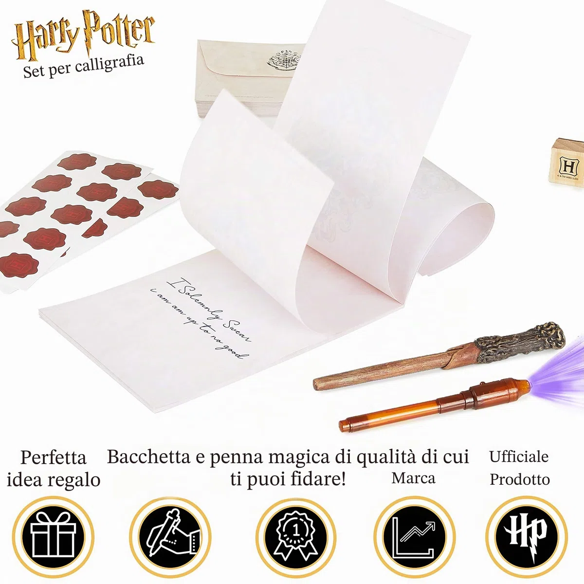 Harry Potter Set Cancelleria Con Carta Da Lettere Buste Adesivi Con Sigillo Hogwarts Penna Inchiostro Invisibile Penna Calligrafica, Regali Harry Potter
