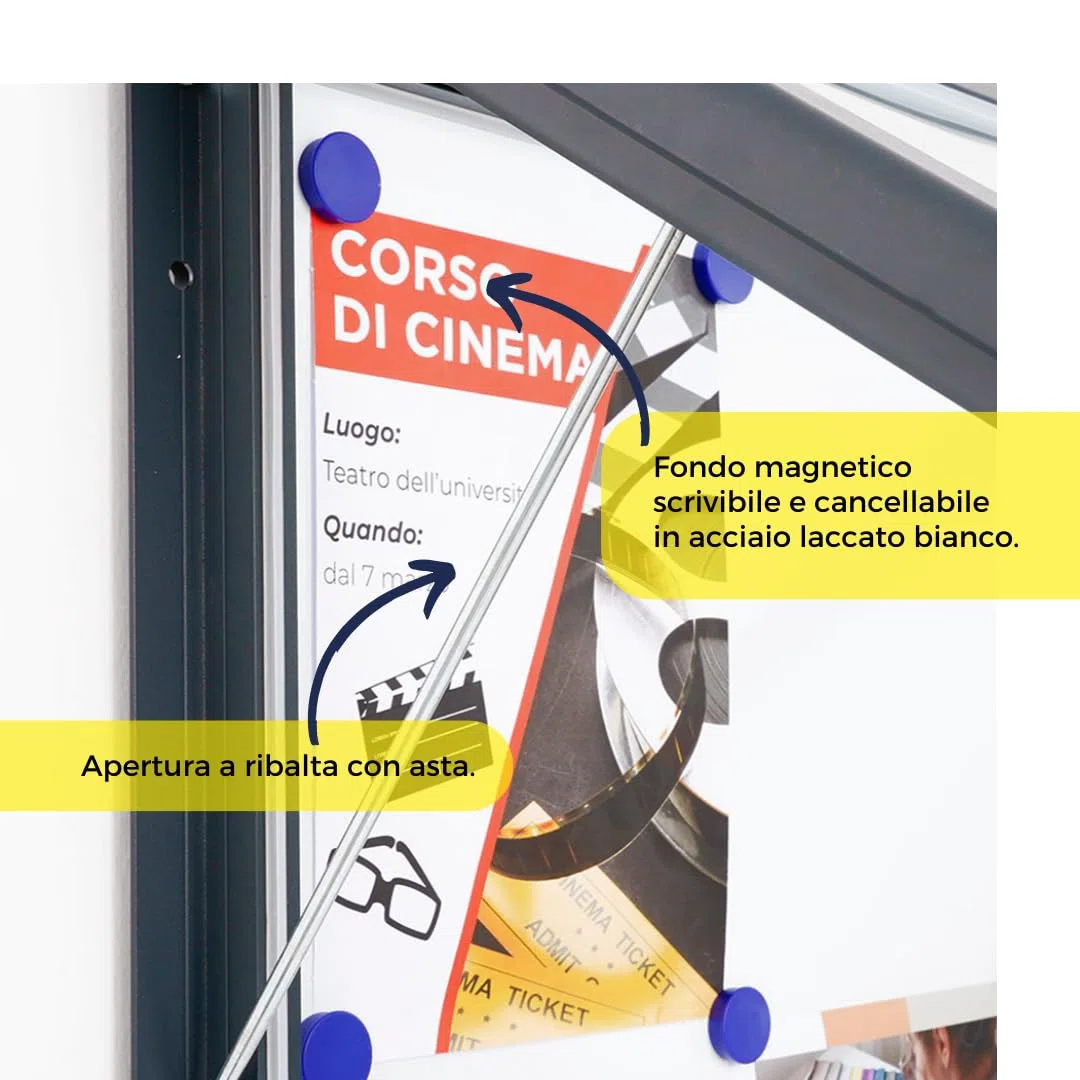 Danieli | Bacheca Certificata per Esterno 50x70 IP56, Vetro di Sicurezza, Ermetica e Antincendio |In Alluminio Colore Antracite, Magnetica con 2 Chiavi | Per Muri e Ringhiere (4xA4)