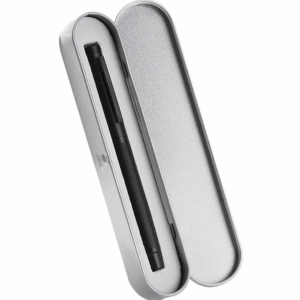Hongdian Penna stilografica con pennino fine, design classico, set regalo con converter e custodia in metallo, colore: nero