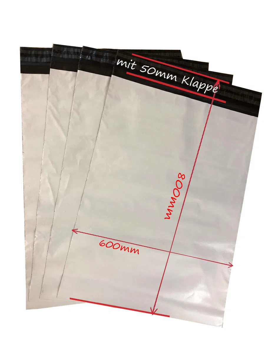 100 sacchetti per spedizione, in plastica, 60 x 80 cm, extra grandi, extra spessi, colore bianco.