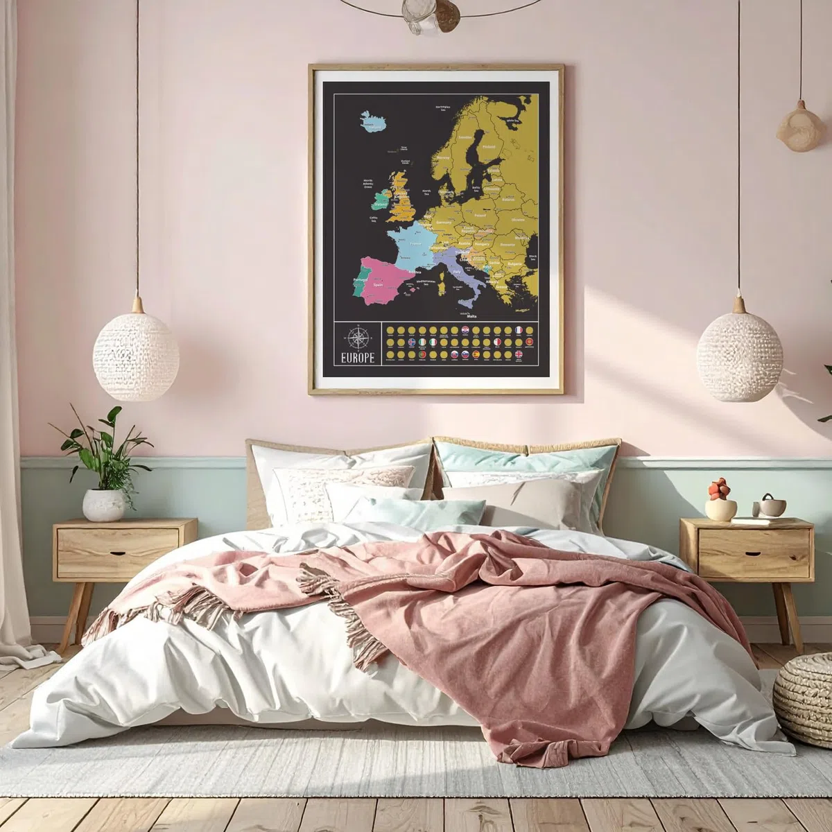 Gleneagles Scratch Off Europe Travel Tracker Poster - Black Gold Map with Scratch-Off Places 54x70 Adventure Map for Travellers Gift for Men & Women Bucket List