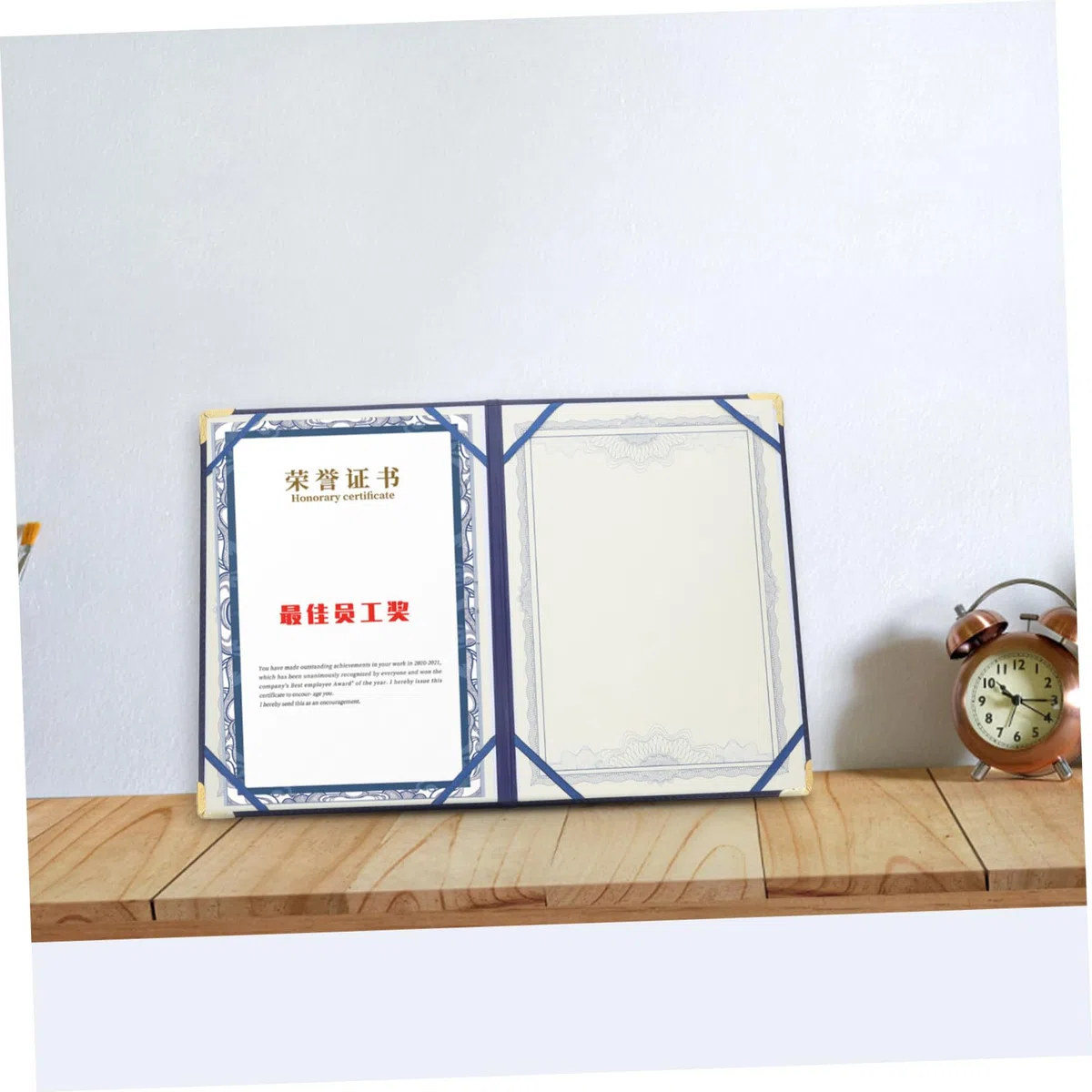 Copertina per Certificati e Premi in Pelle Pu Blu, Protezione Portatile Elegante per Documenti A3, per Presentazioni e Zaini