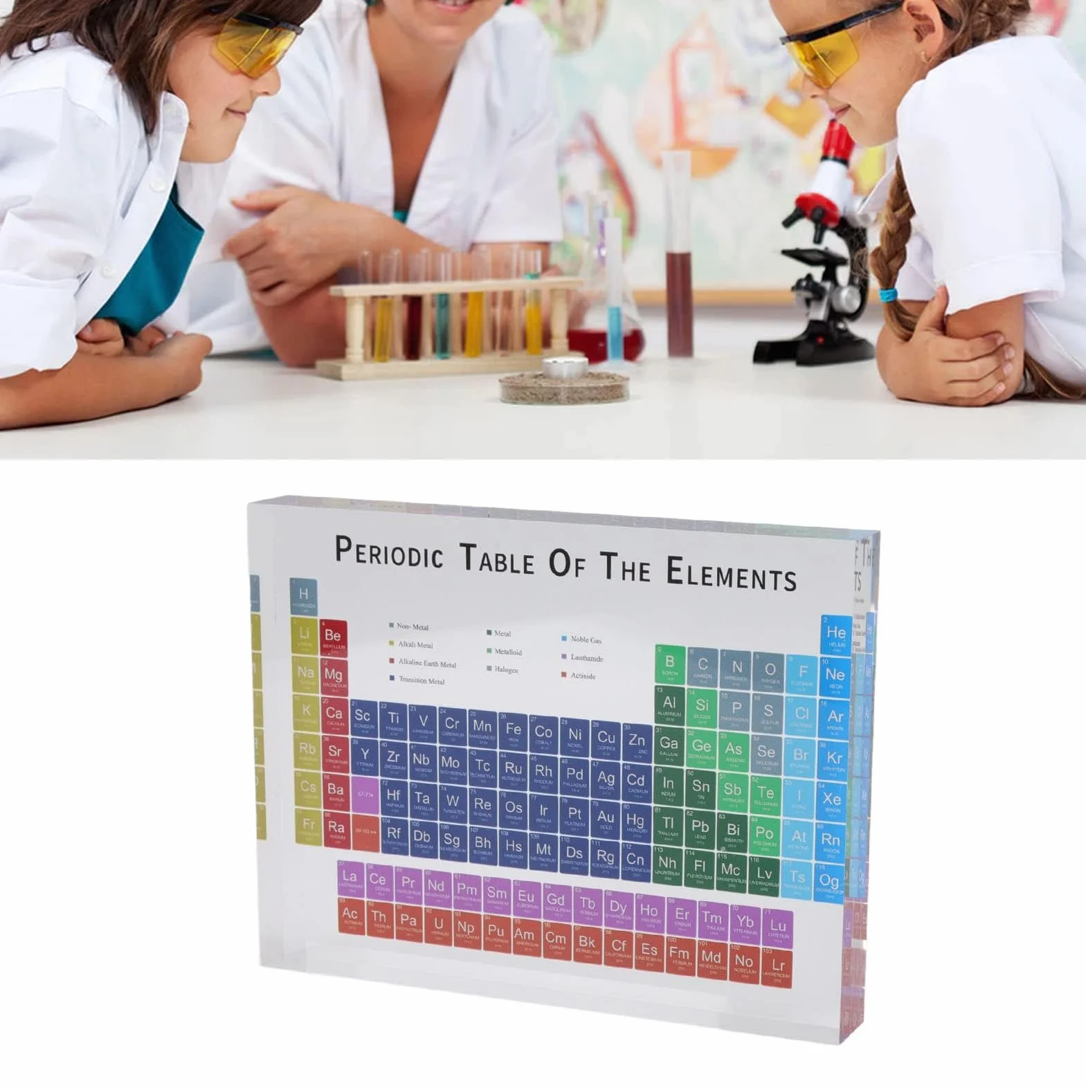 Elementi della Tavola Periodica Attraente Moderno Portatile Acrilico Inodore Tavola Periodica Decor Carino Educativo per la Casa per Il Laboratorio (S)