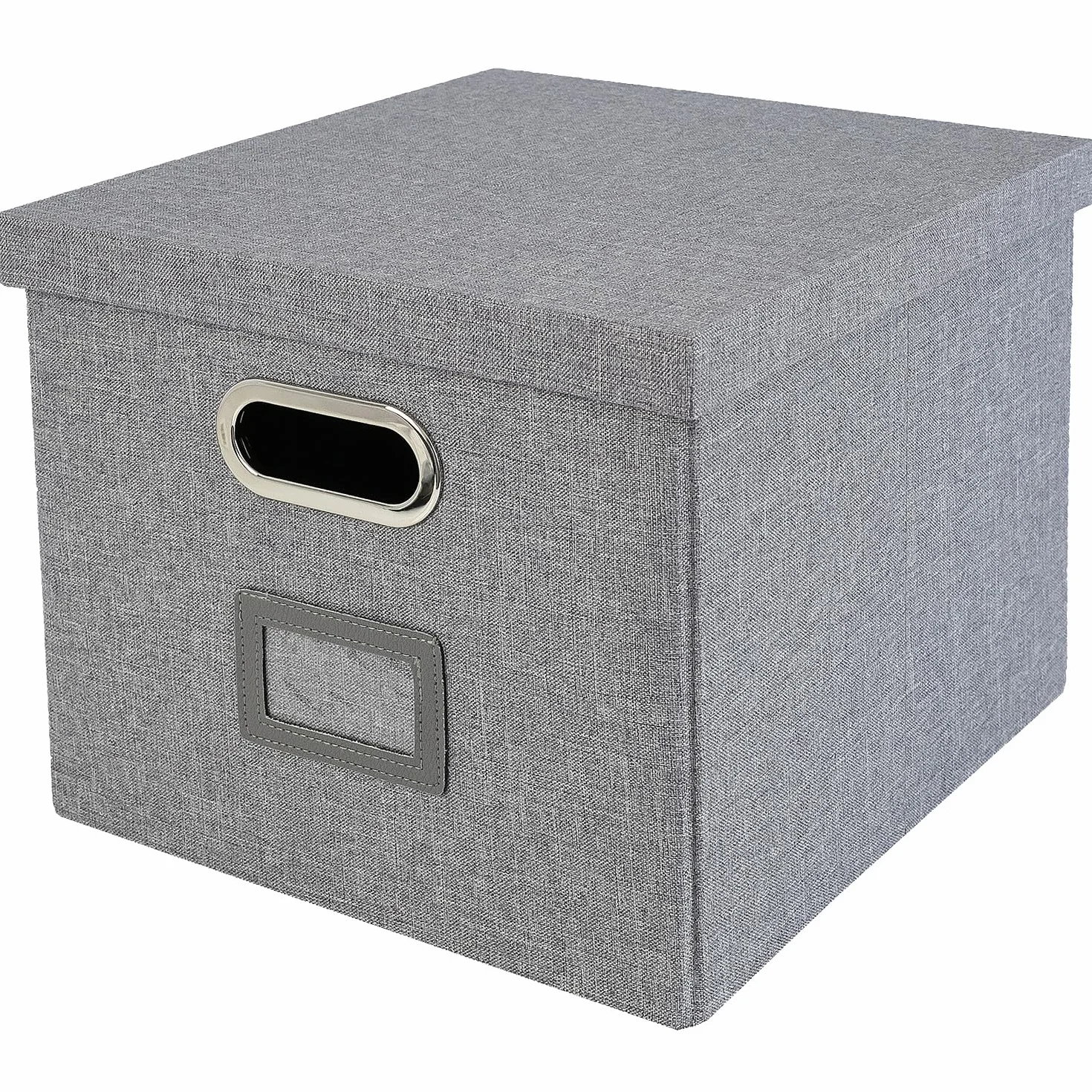 HMF scatola porta oggetti con coperchio per cartelle sospese DIN A4 | adatta per Kallax | 33 x 37,5 x 28 cm | grigia